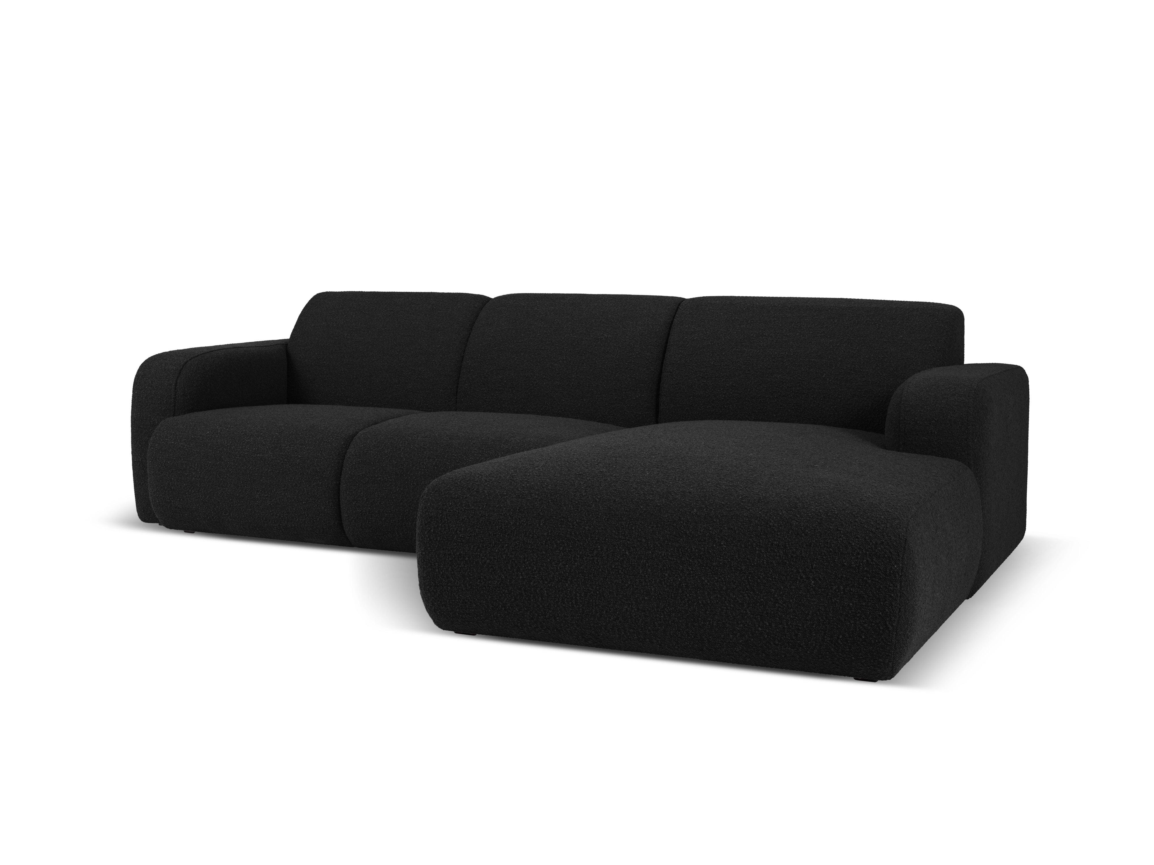 Narożnik prawostronny w tkaninie boucle 4-osobowy LOLA czarny – Windsor & Co