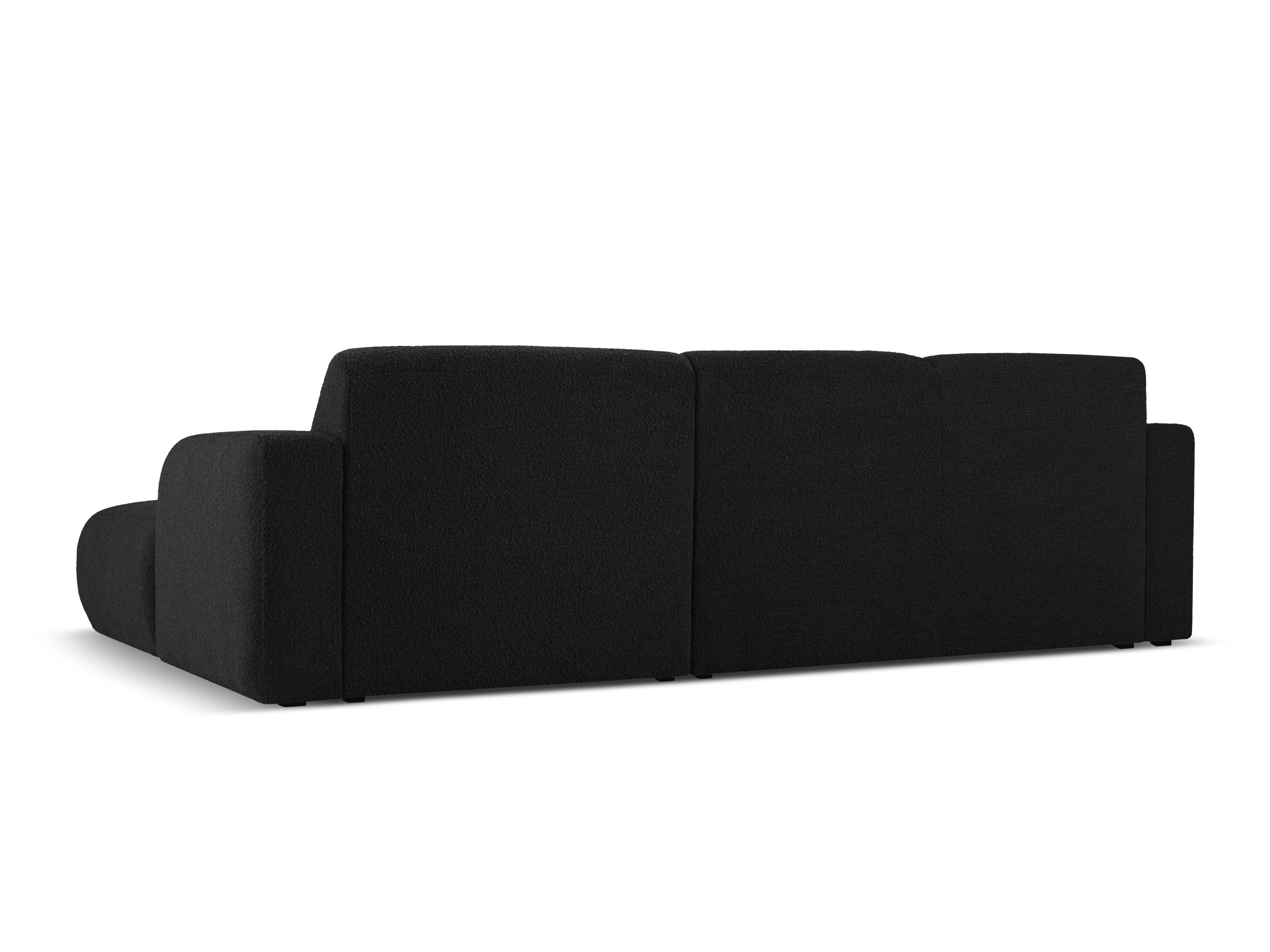 Narożnik prawostronny w tkaninie boucle 4-osobowy LOLA czarny – tkanina bouclé