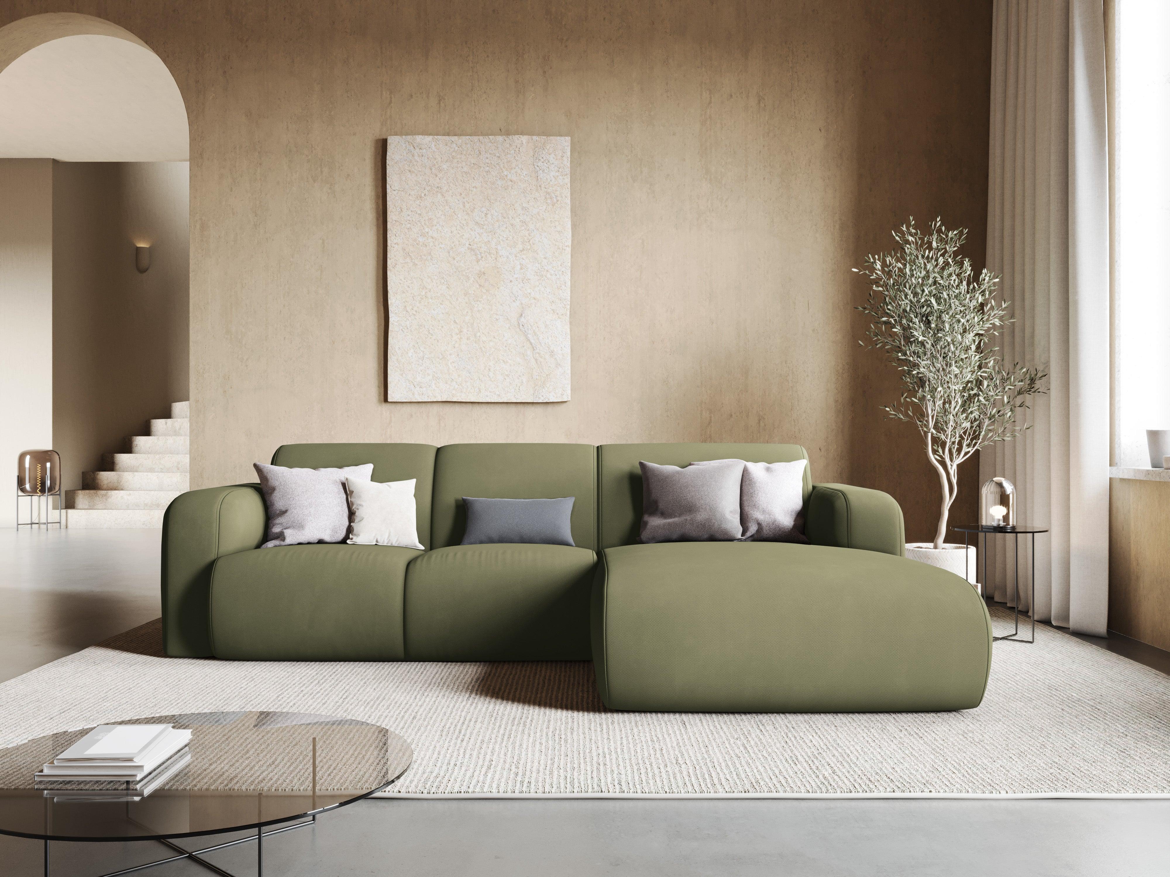 Narożnik prawostronny w tkaninie chenillowej 4-osobowy LOLA jasnozielony Windsor & Co Eye on Design