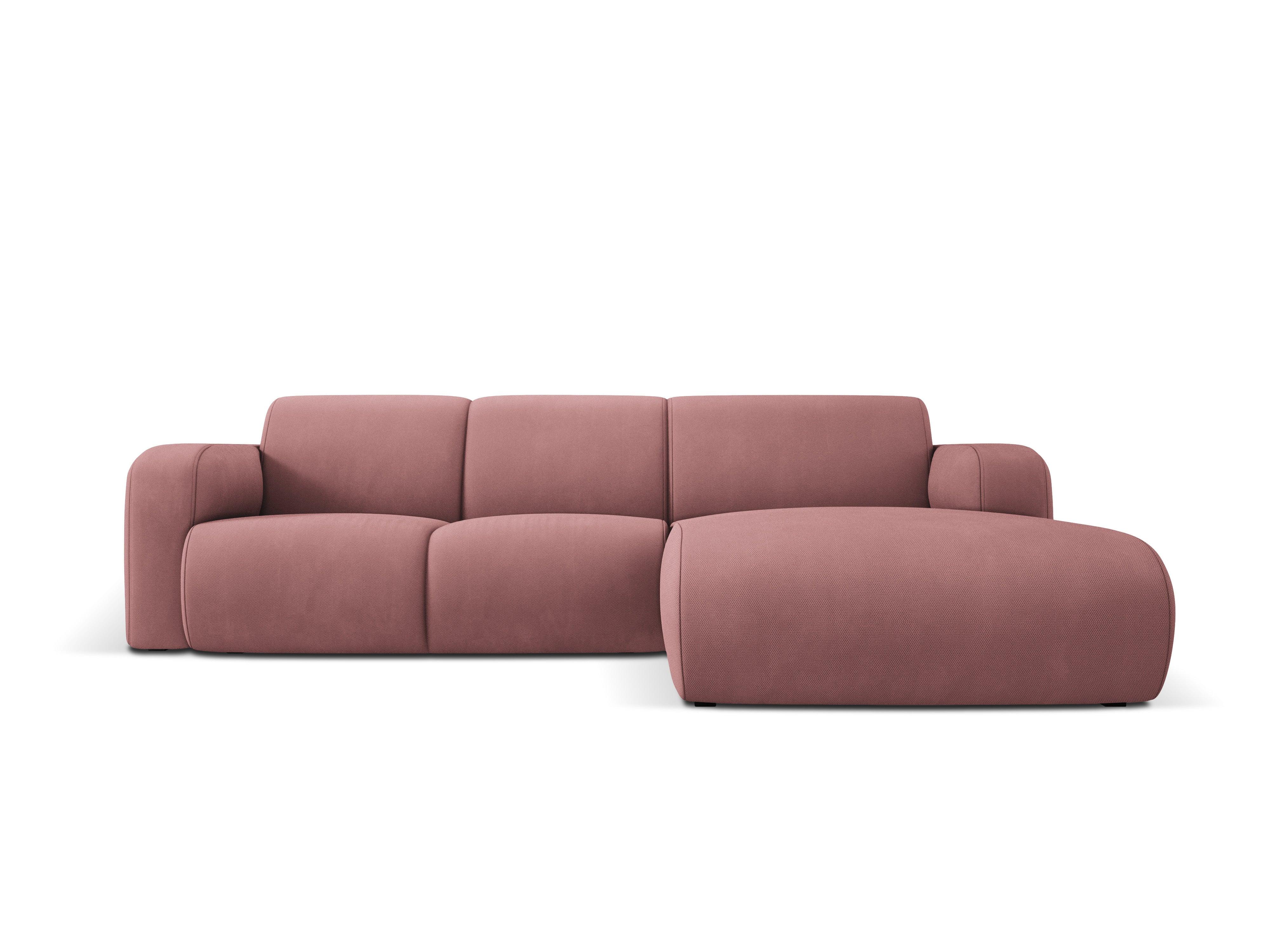 Narożnik prawostronny w tkaninie chenillowej 4-osobowy LOLA różowy Windsor & Co Eye on Design