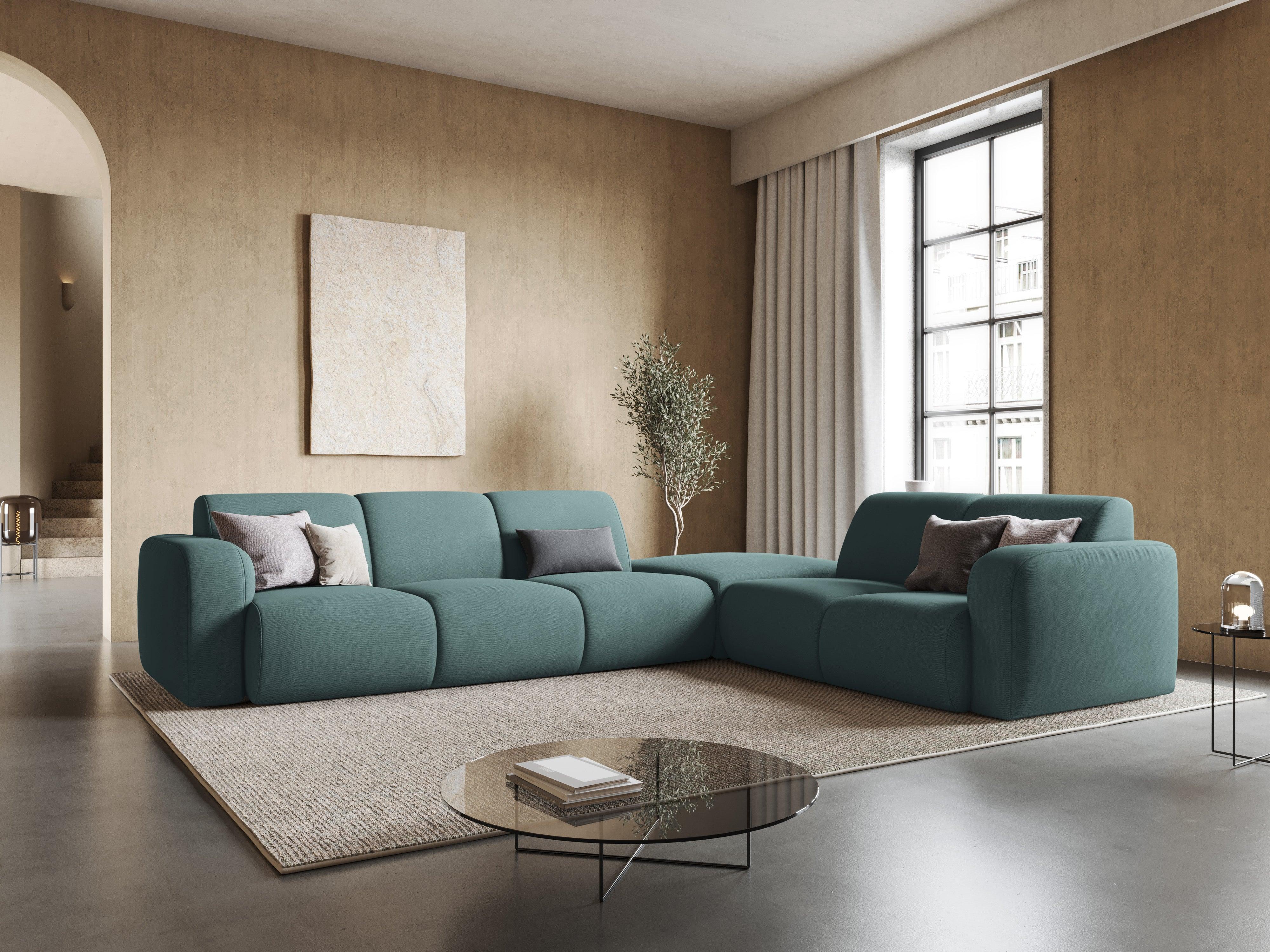 Narożnik prawostronny w tkaninie chenillowej 6-osobowy LOLA morska zieleń Windsor & Co Eye on Design