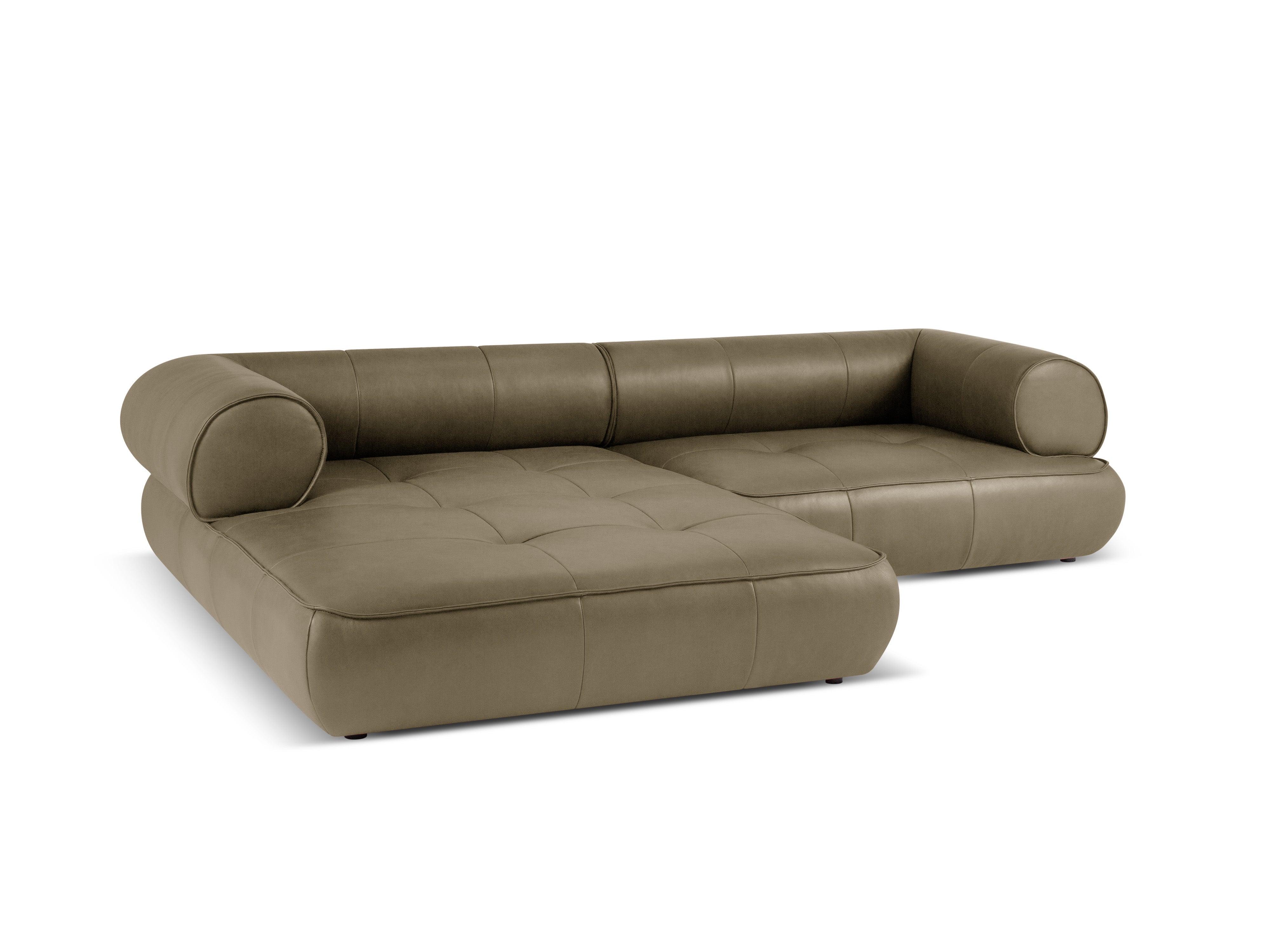 Narożnik skórzany lewostronny LILY oliwkowy Maison Heritage Eye on Design