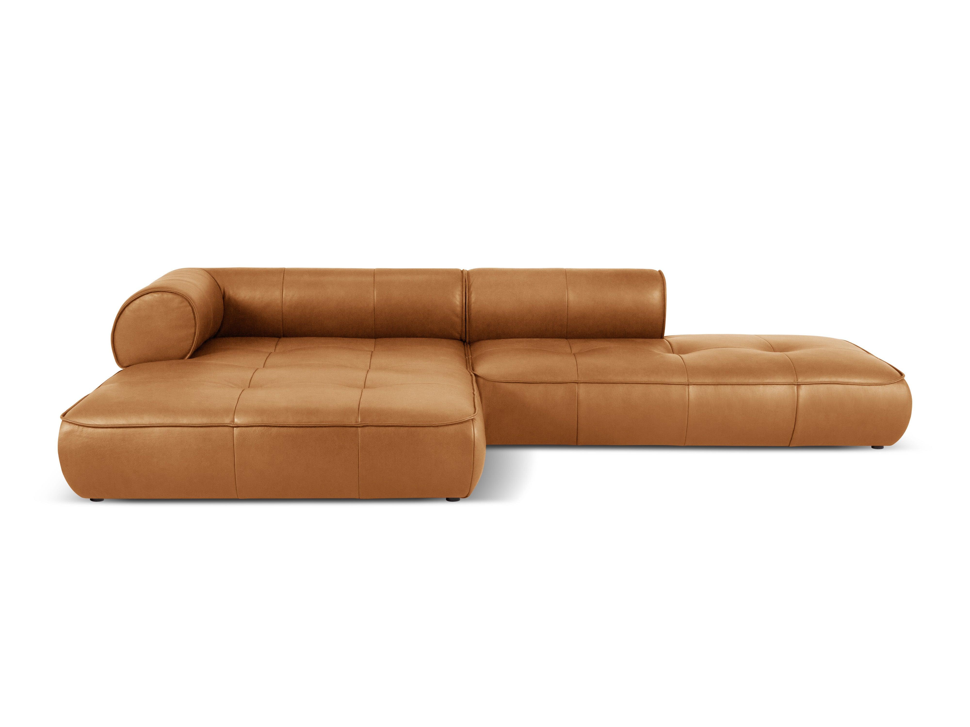 Narożnik skórzany lewostronny otwarty LILY koniakowy Maison Heritage Eye on Design