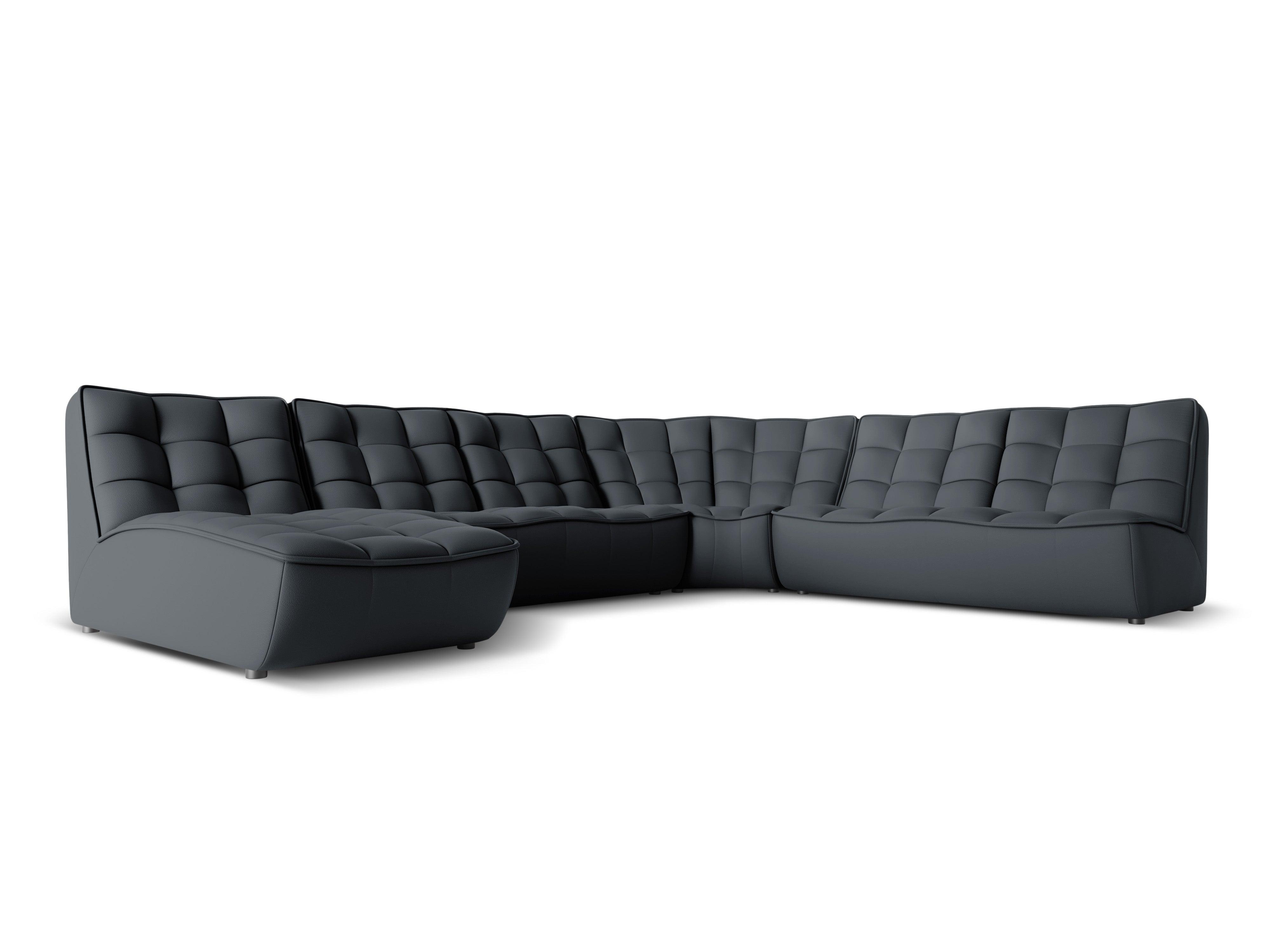 Narożnik skórzany panoramiczny prawostronny MONI grafitowy Maison Heritage Eye on Design