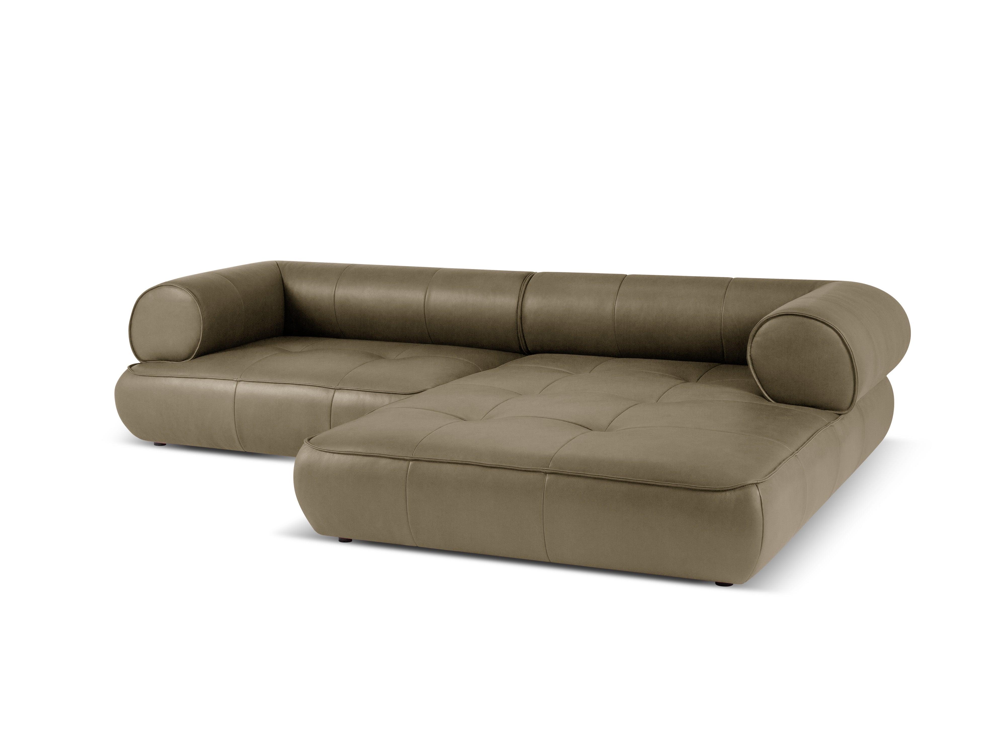 Narożnik skórzany prawostronny LILY oliwkowy Maison Heritage Eye on Design