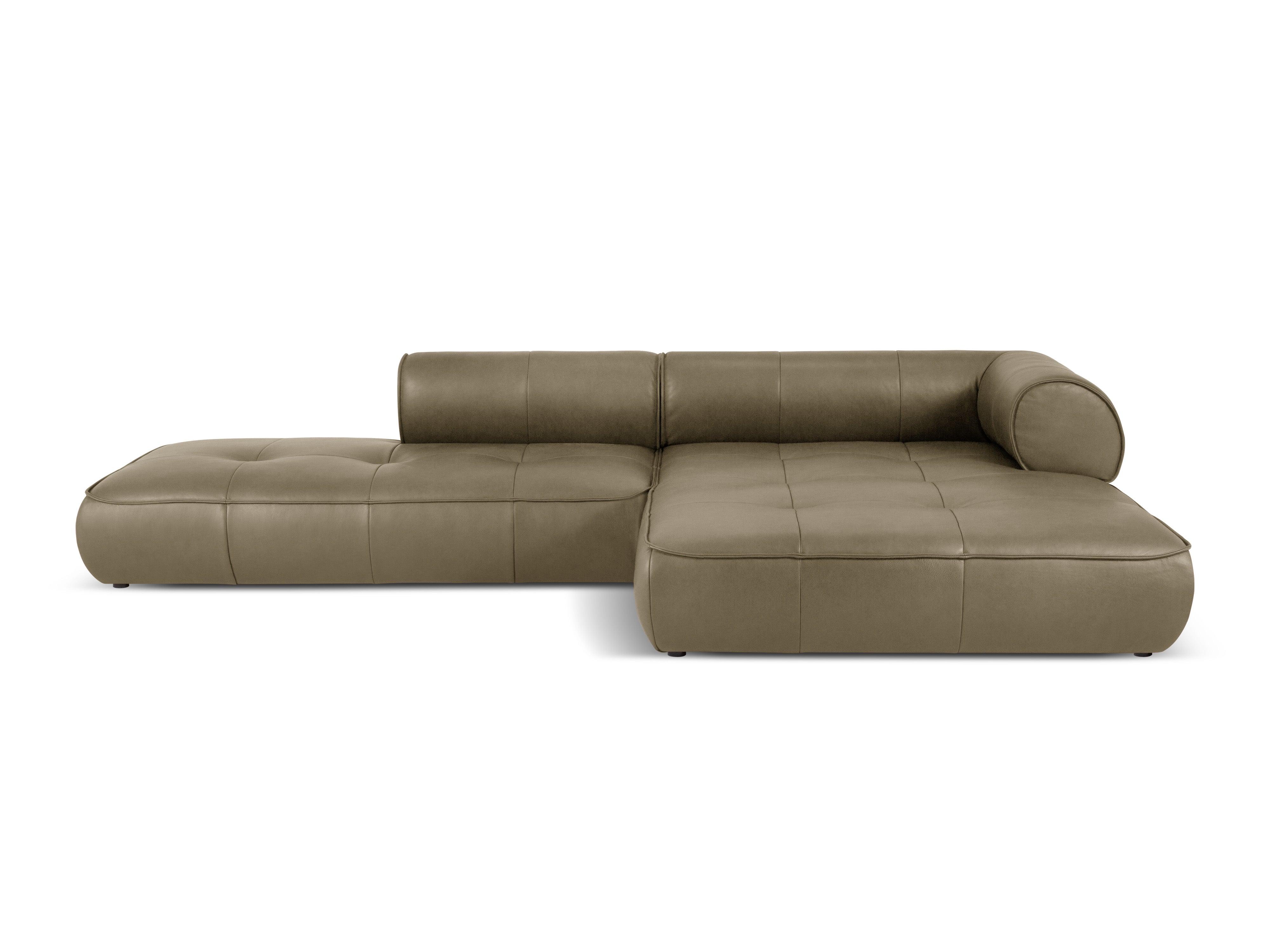 Narożnik skórzany prawostronny otwarty LILY oliwkowy Maison Heritage Eye on Design