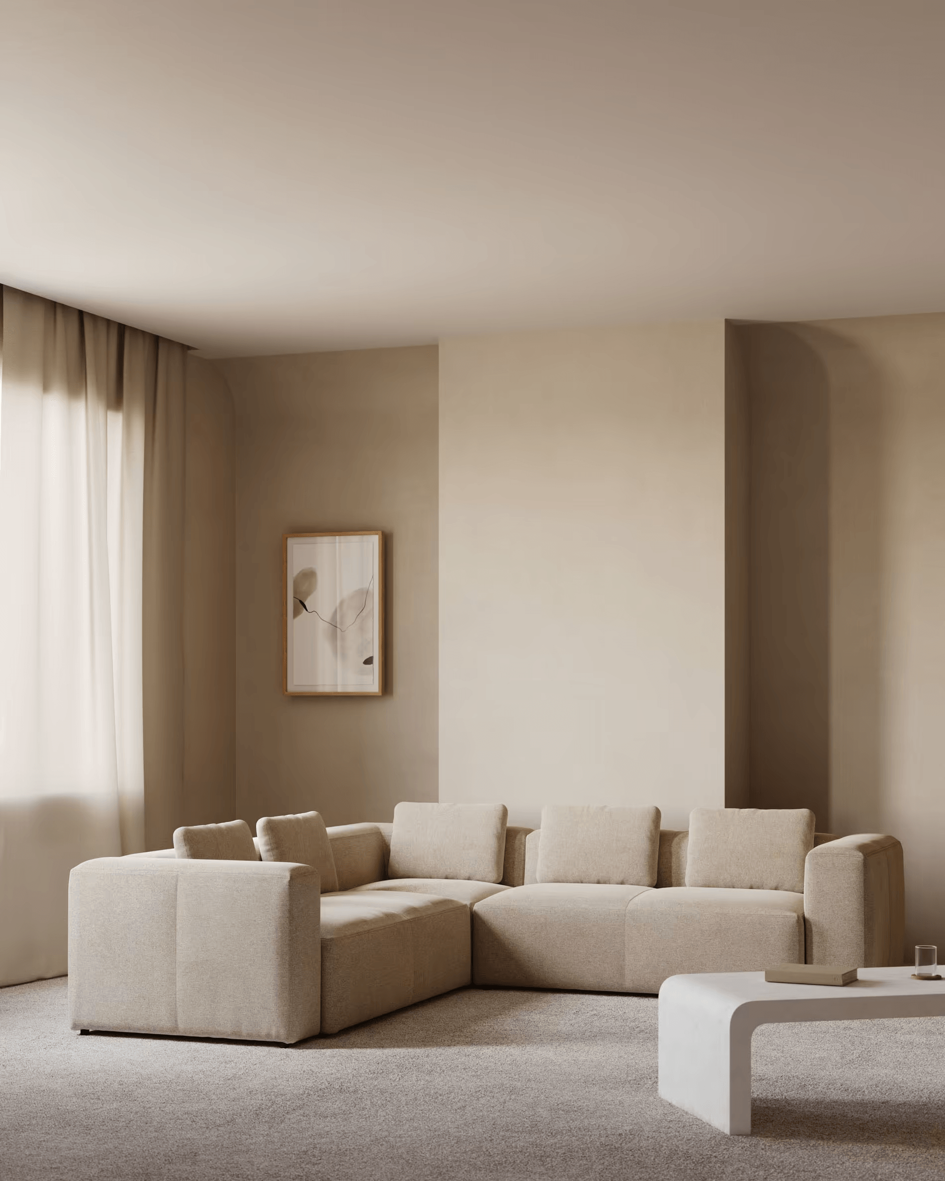 Narożnik symetryczny 4-osobowy BLOK beżowy szenil La Forma Eye on Design