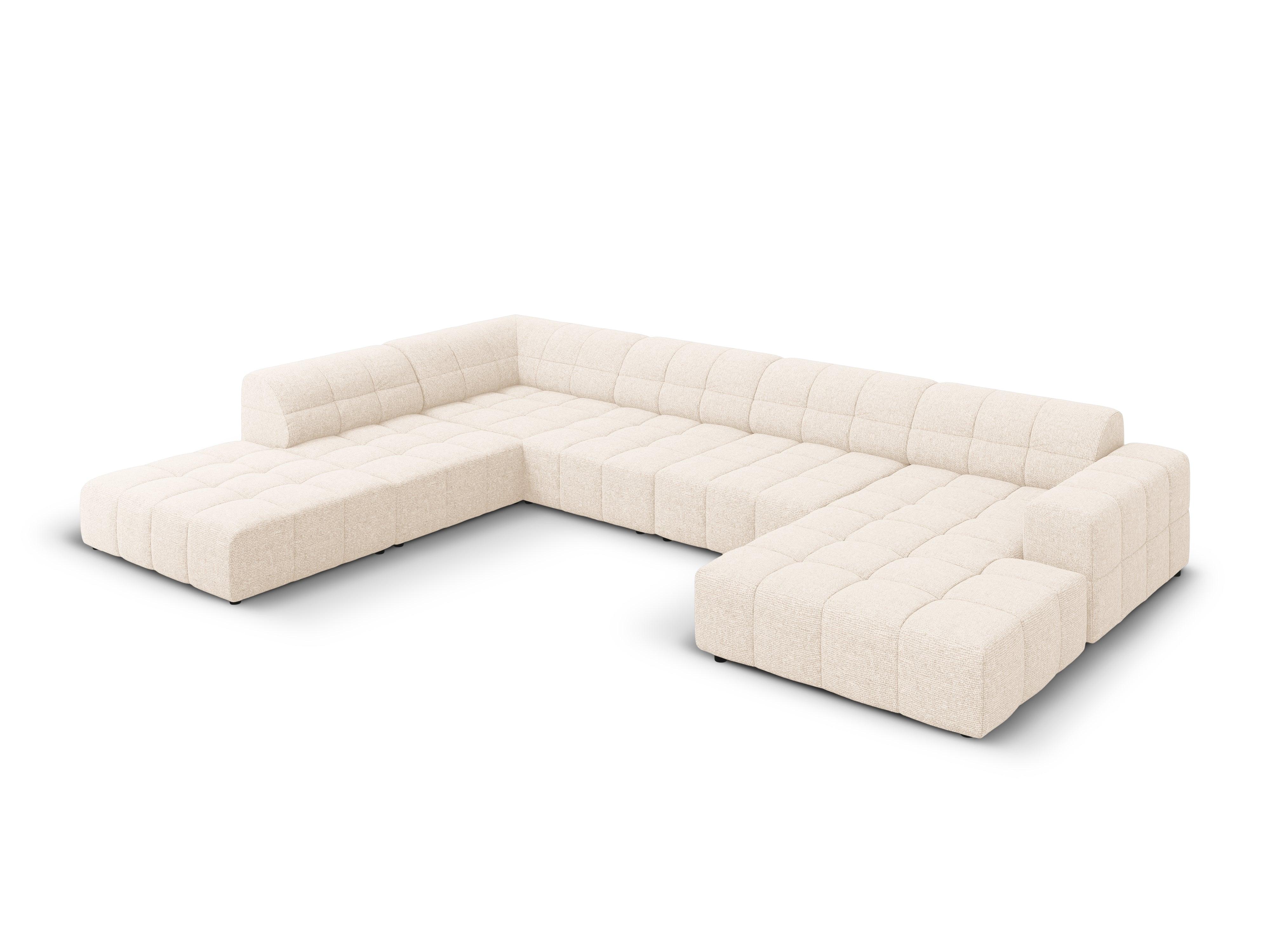 Narożnik w kształcie U lewostronny CHICAGO jasnobeżowy szenil – sofa narożna