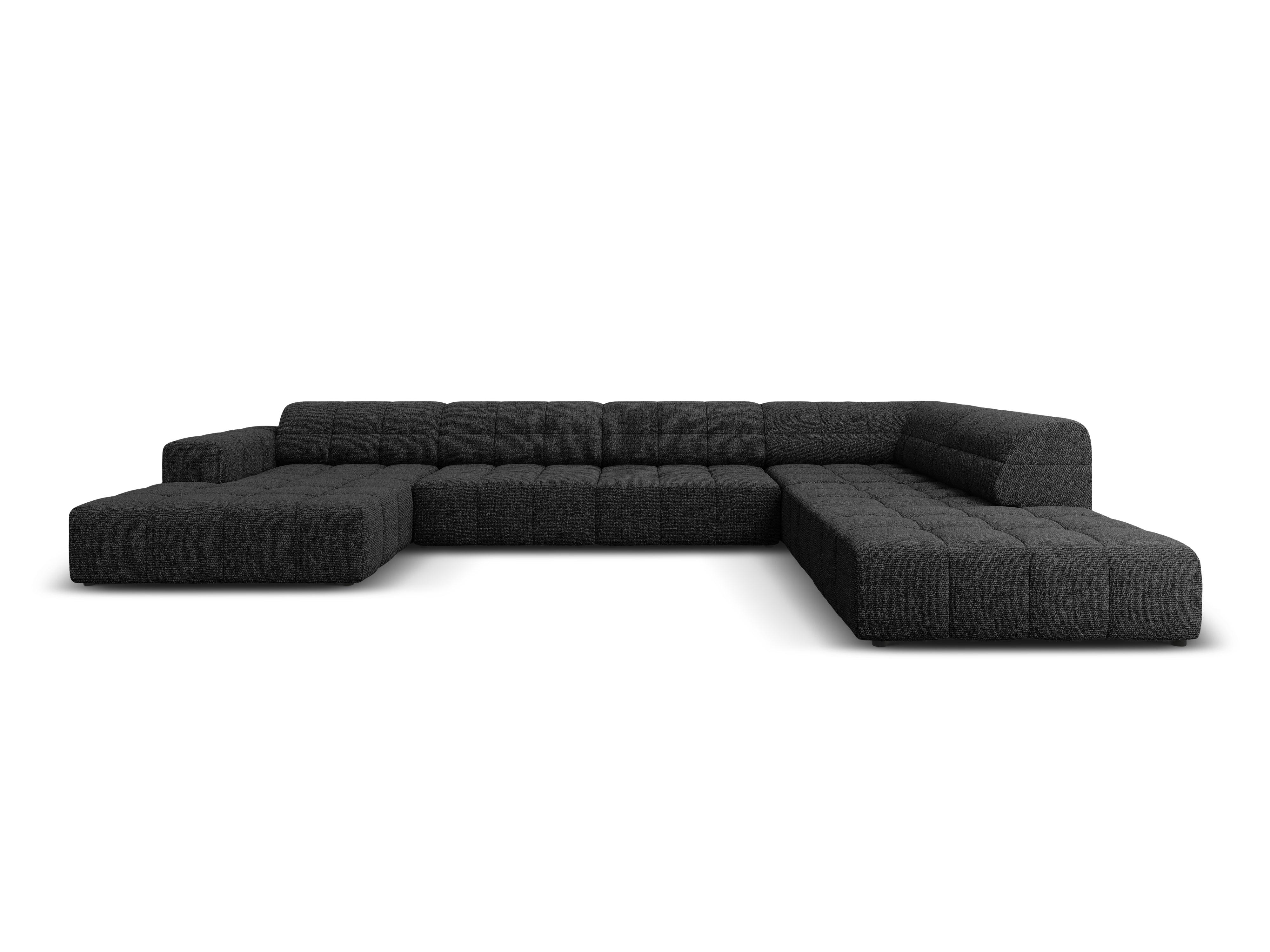 Narożnik w kształcie U prawostronny CHICAGO czarny szenil – sofa narożna