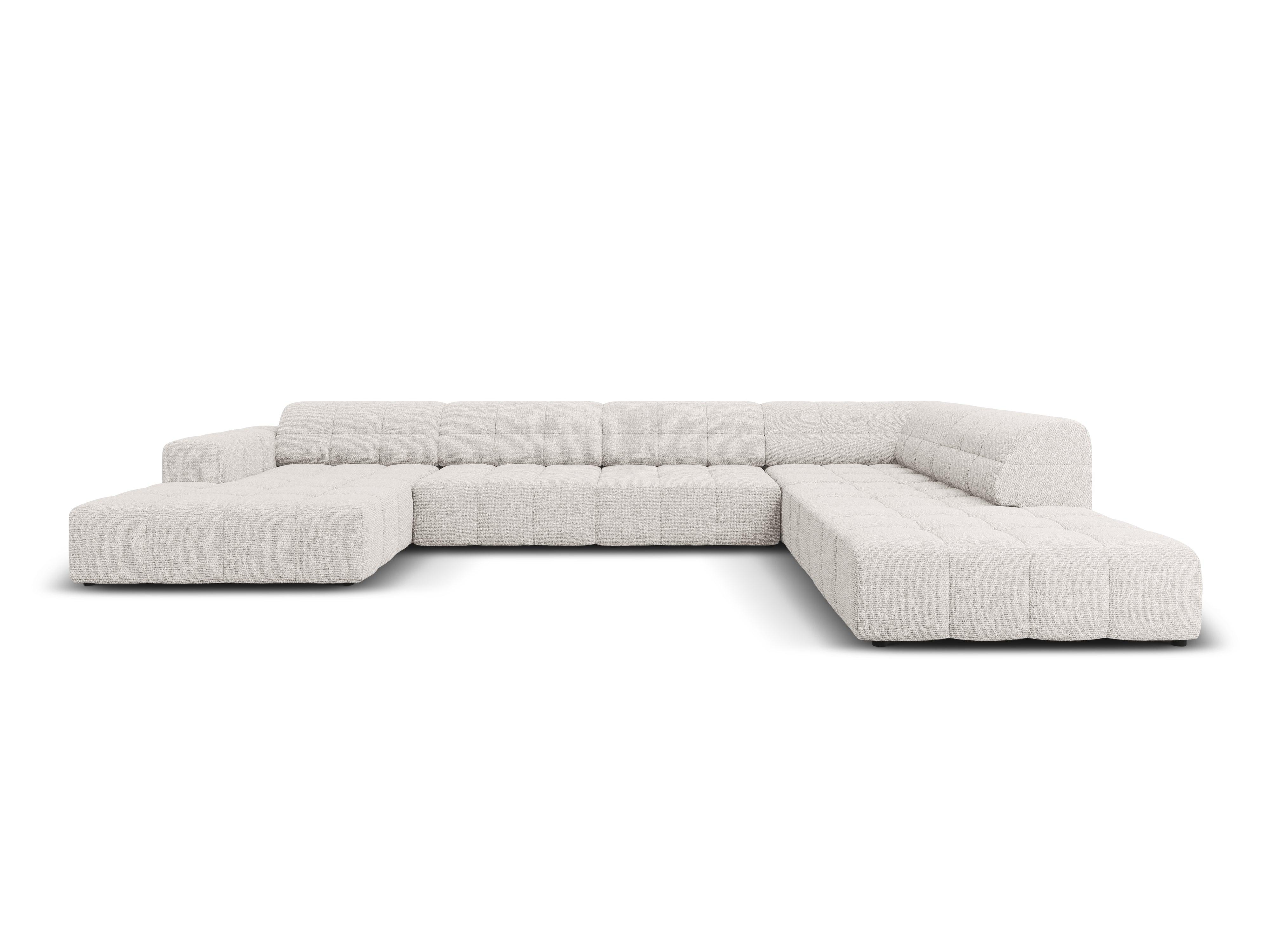 Narożnik w kształcie U prawostronny CHICAGO jasnoszary szenil – sofa narożna