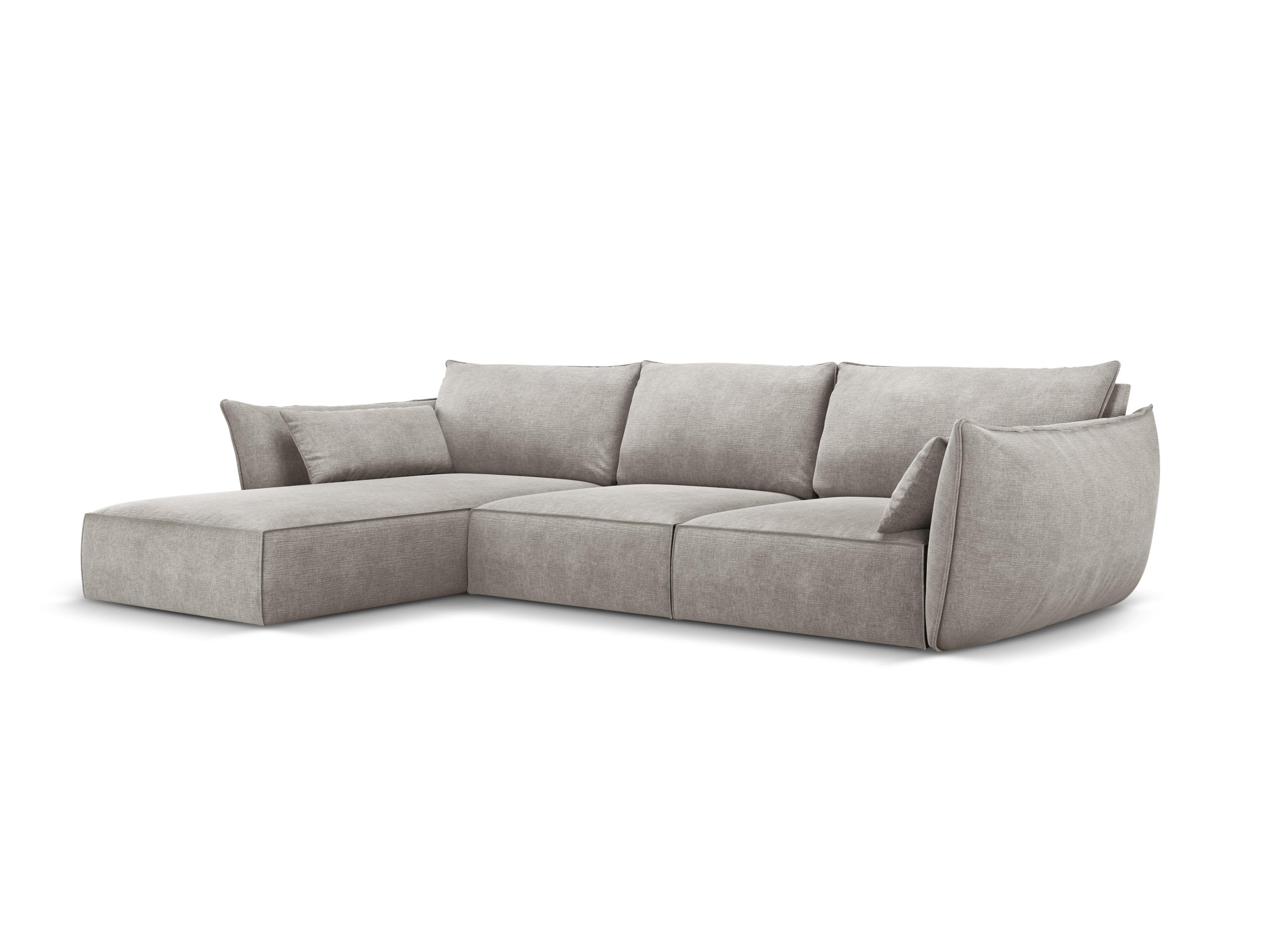 Narożnik w tkaninie szenilowej lewostronny 4-osobowy VANDA jasnoszary Mazzini Sofas Eye on Design