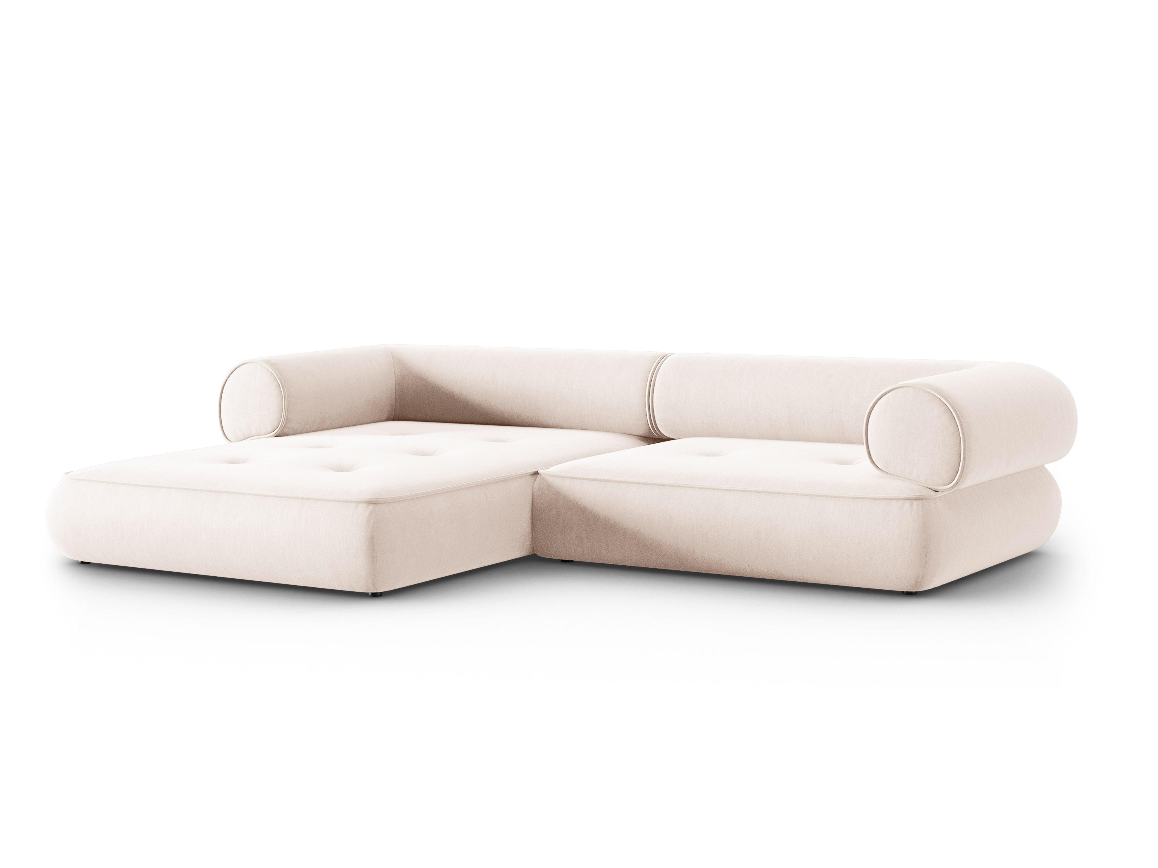 Narożnik w tkaninie szenilowej lewostronny LILY jasnobeżowy Maison Heritage Eye on Design