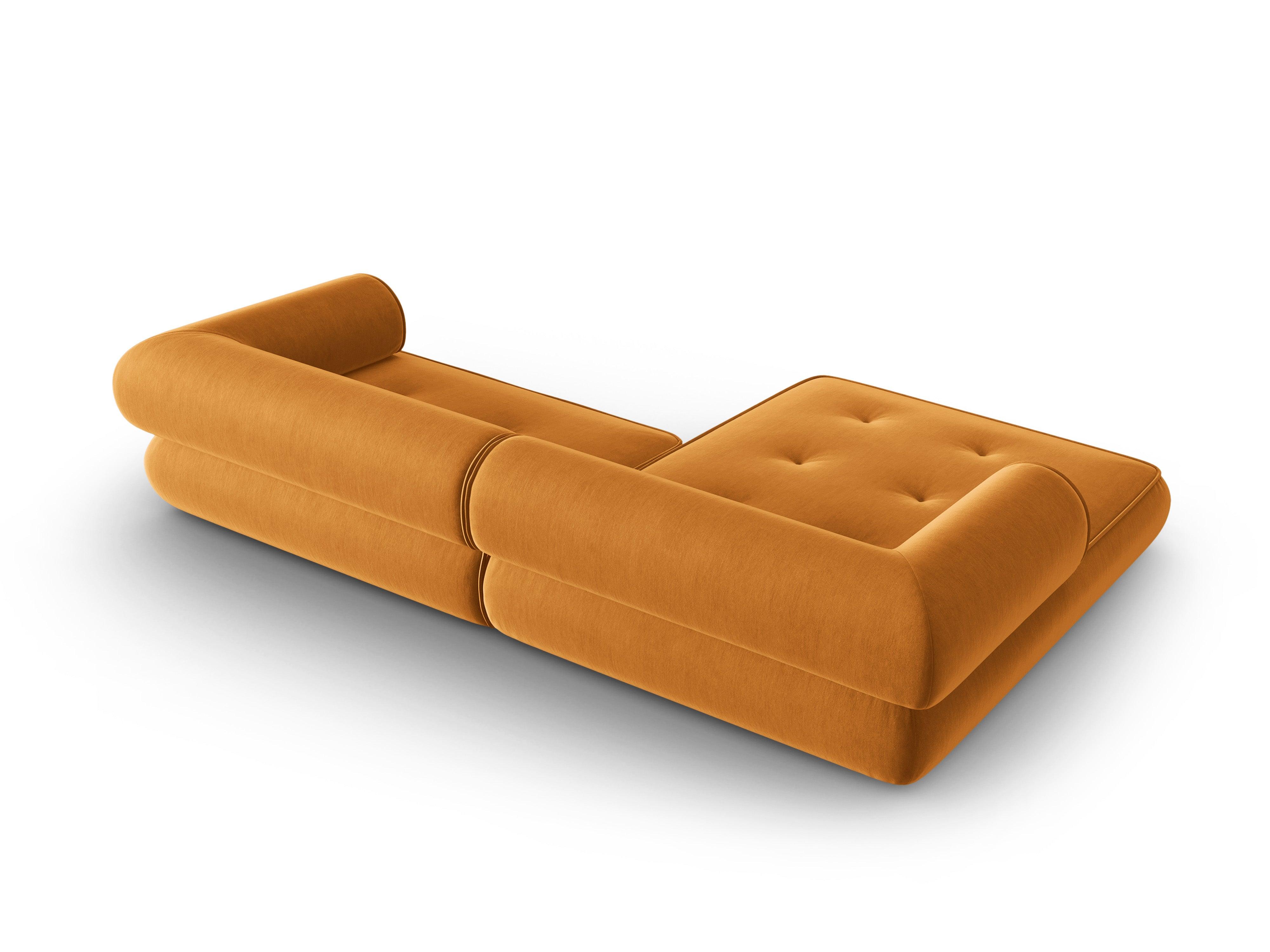 Narożnik w tkaninie szenilowej lewostronny LILY musztardowy Maison Heritage Eye on Design