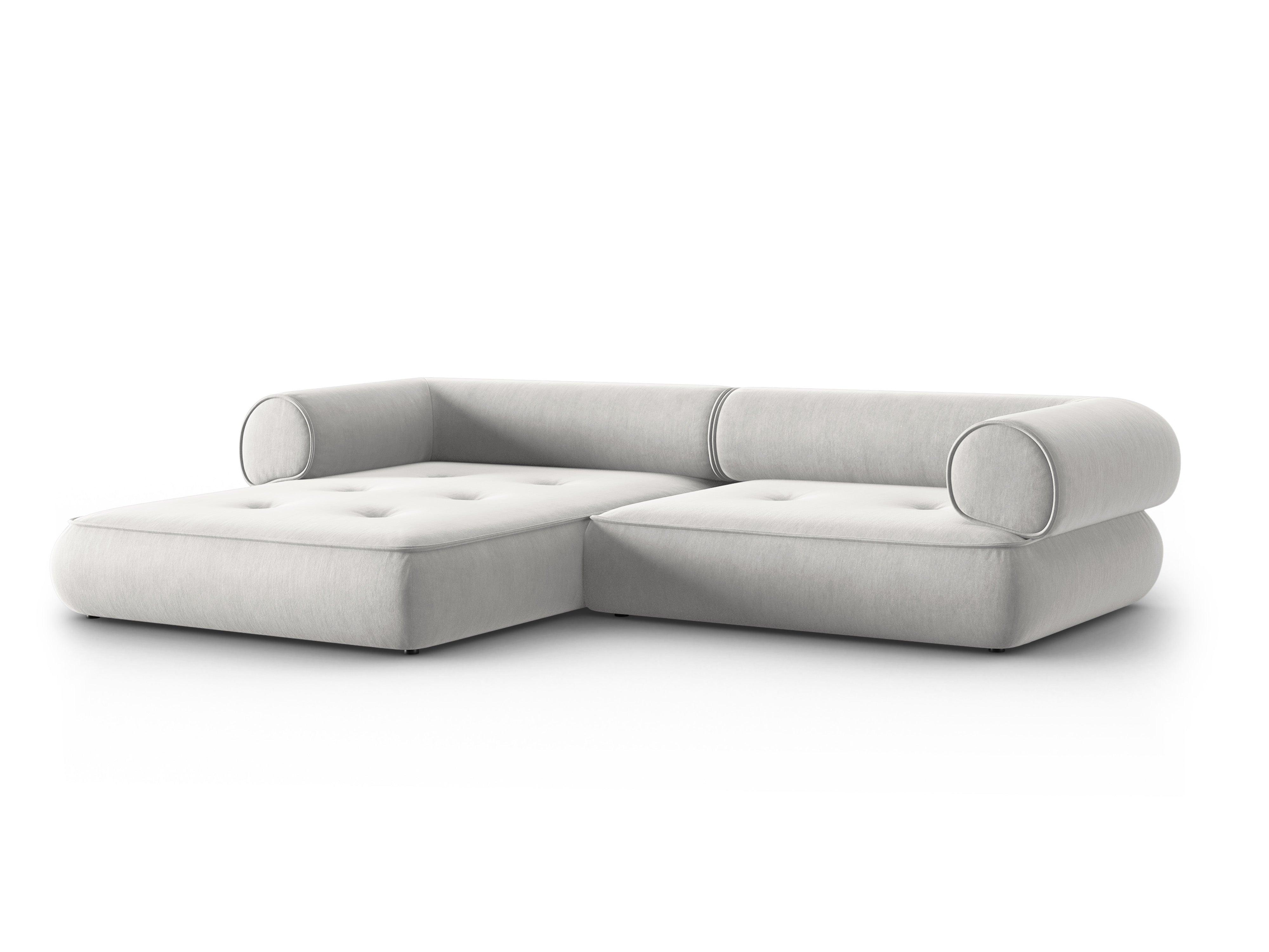 Narożnik w tkaninie szenilowej lewostronny LILY srebrny Maison Heritage Eye on Design