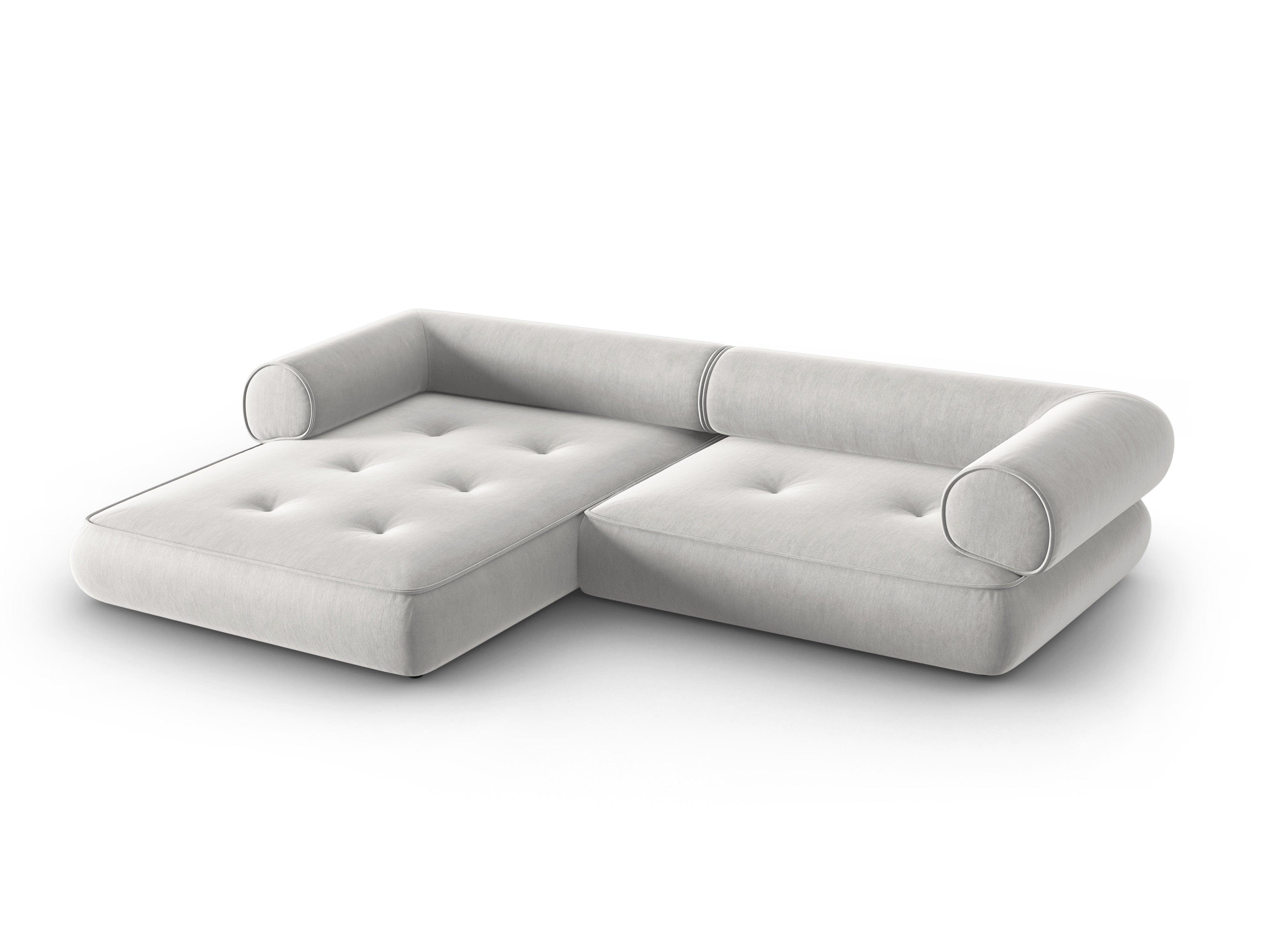 Narożnik w tkaninie szenilowej lewostronny LILY srebrny Maison Heritage Eye on Design