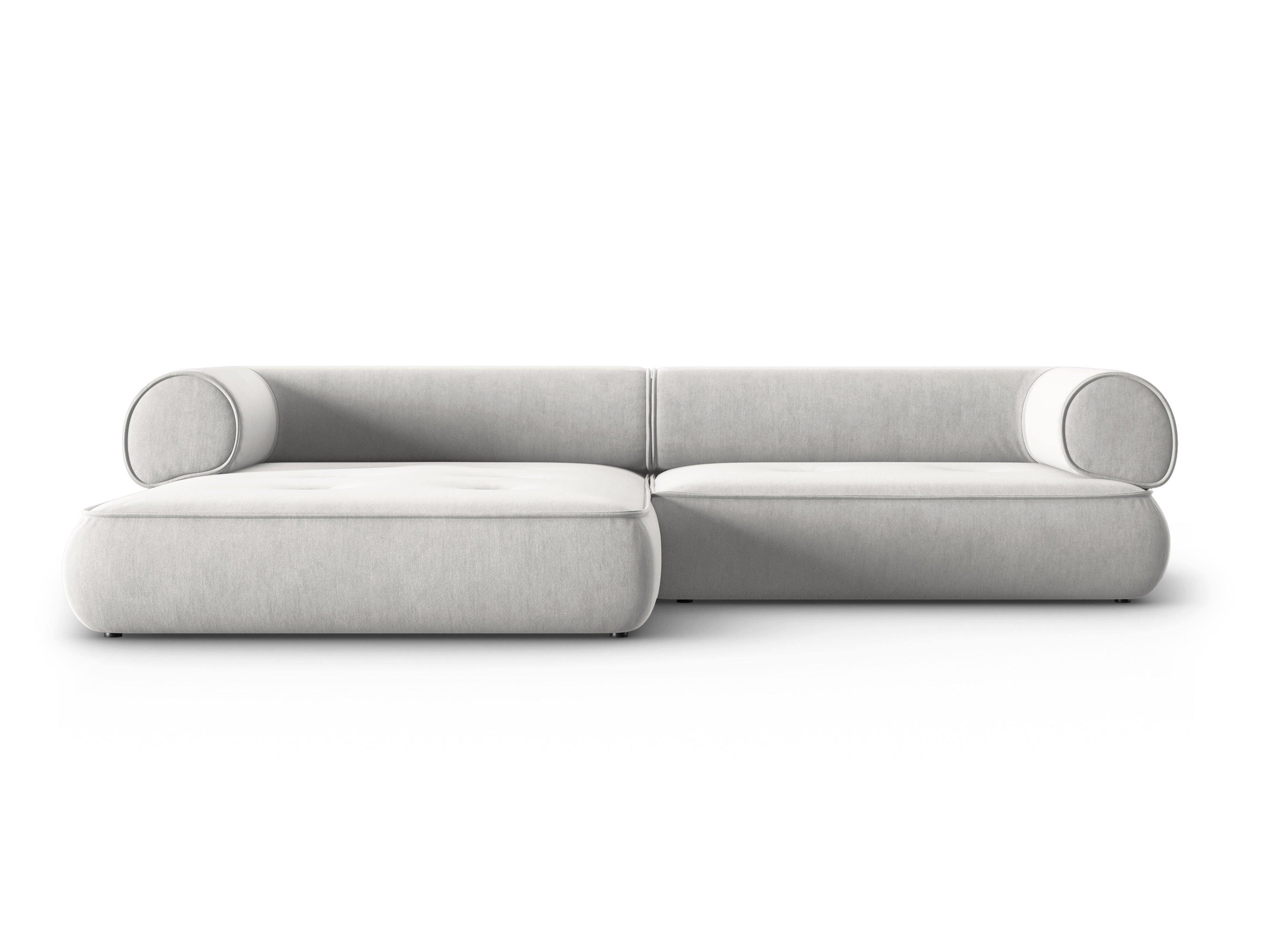 Narożnik w tkaninie szenilowej lewostronny LILY srebrny Maison Heritage Eye on Design