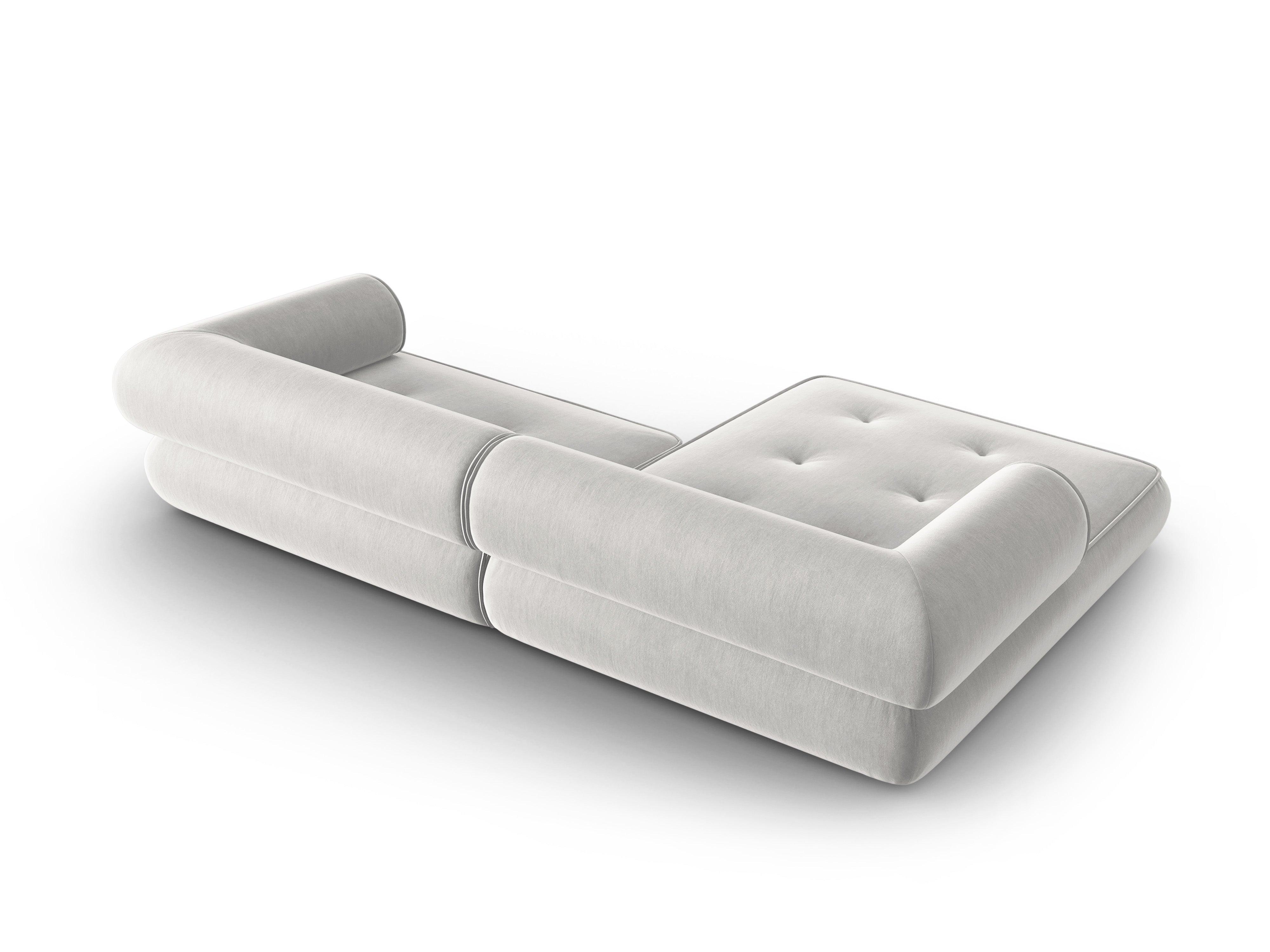 Narożnik w tkaninie szenilowej lewostronny LILY srebrny Maison Heritage Eye on Design