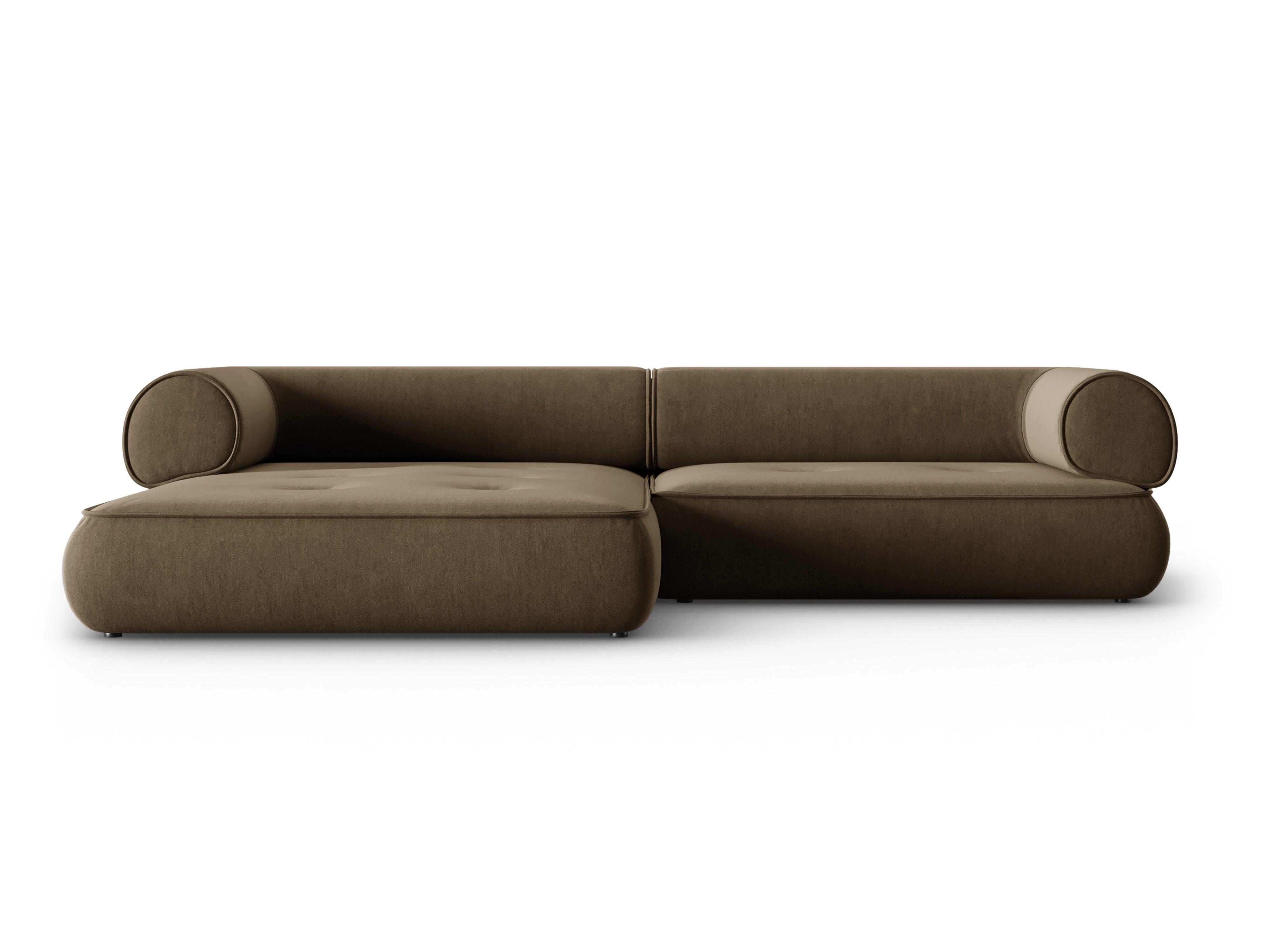 Narożnik w tkaninie szenilowej lewostronny LILY szarobrązowy Maison Heritage Eye on Design