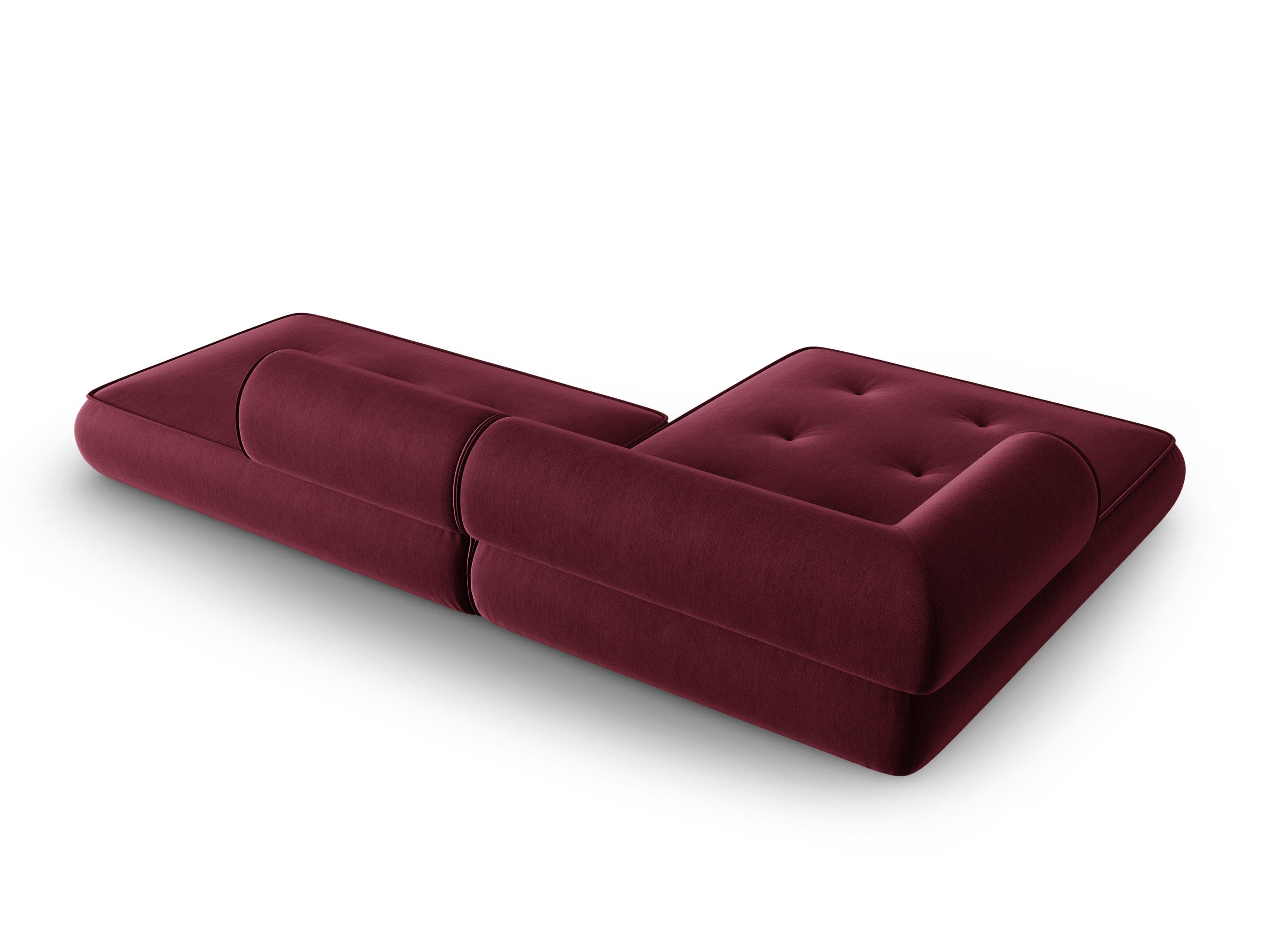 Narożnik w tkaninie szenilowej lewostronny otwarty LILY burgundowy Maison Heritage Eye on Design