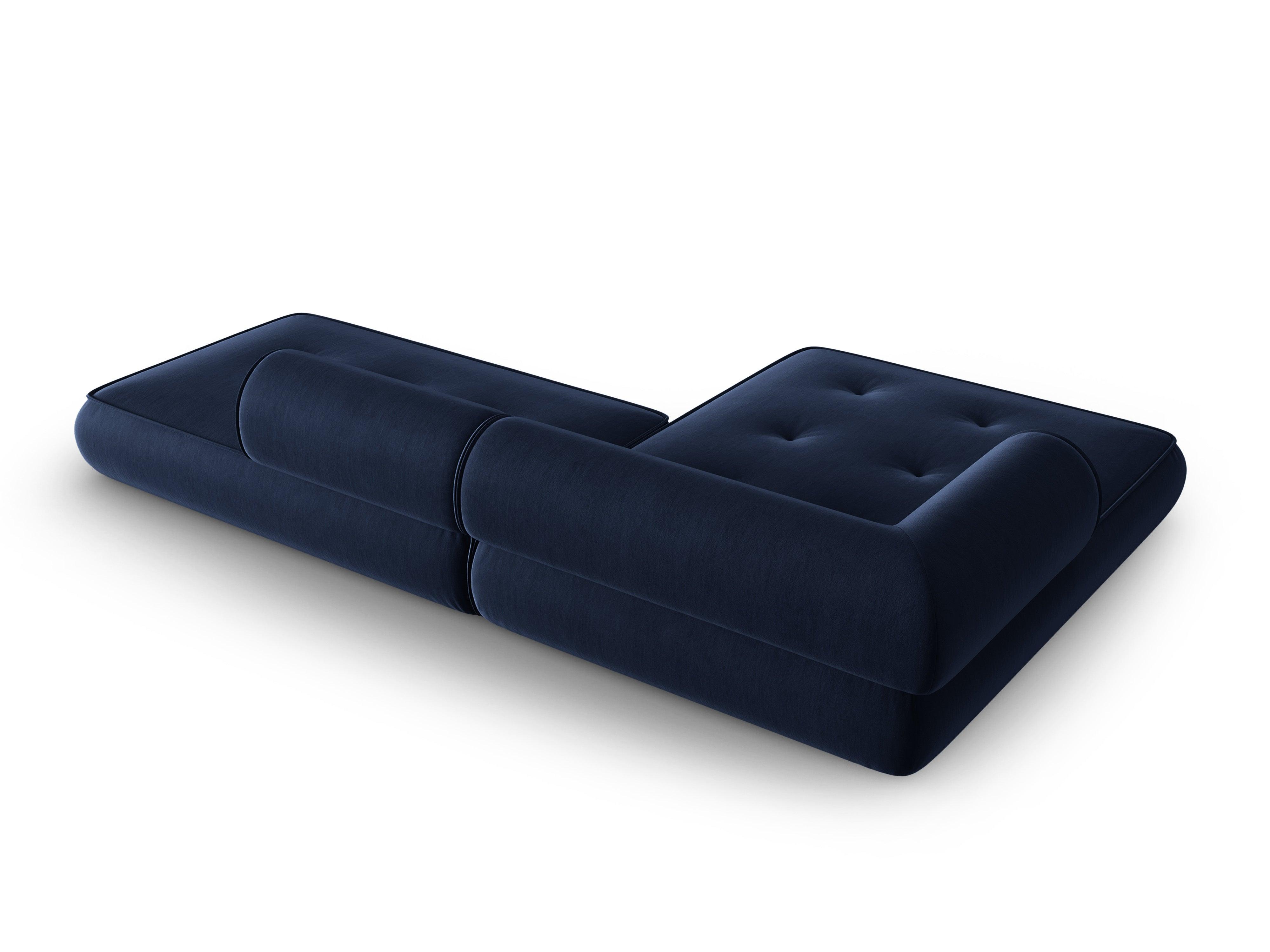 Narożnik w tkaninie szenilowej lewostronny otwarty LILY ciemnoniebieski Maison Heritage Eye on Design