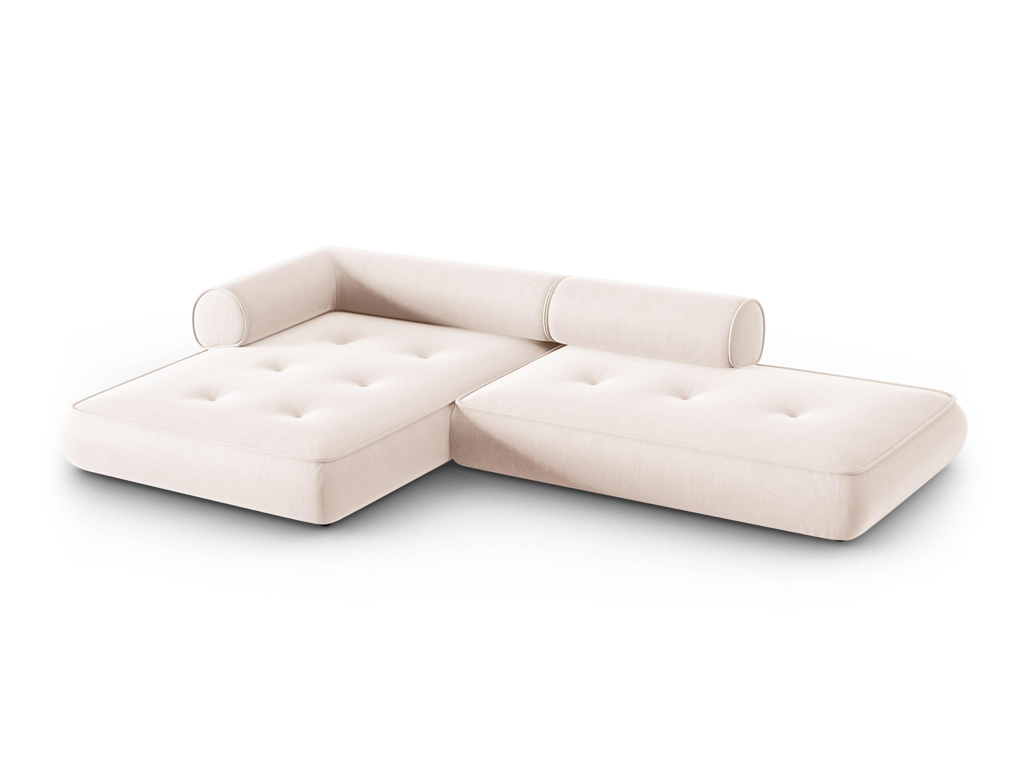 Narożnik w tkaninie szenilowej lewostronny otwarty LILY jasnobeżowy Maison Heritage Eye on Design