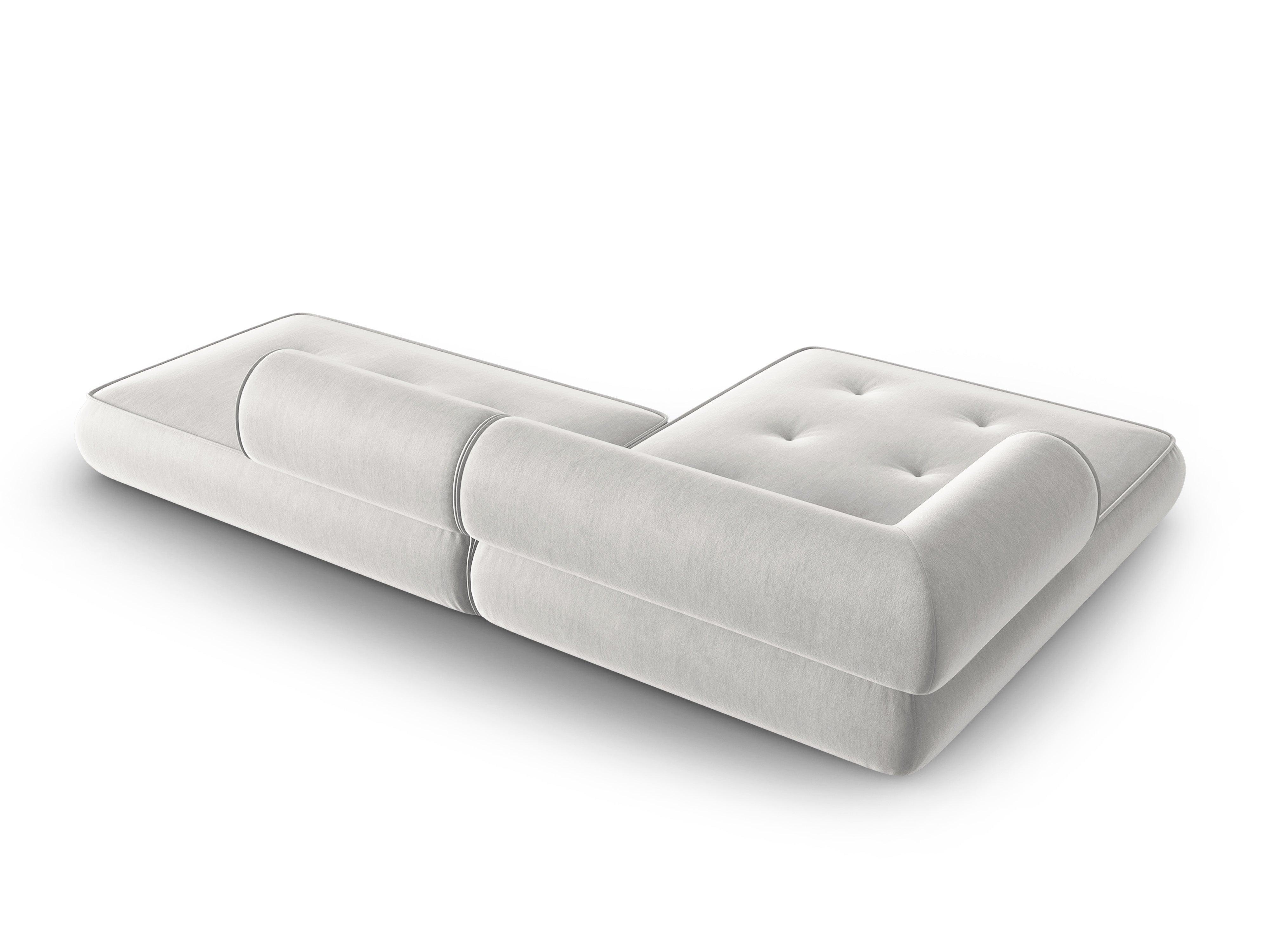 Narożnik w tkaninie szenilowej lewostronny otwarty LILY srebrny Maison Heritage Eye on Design