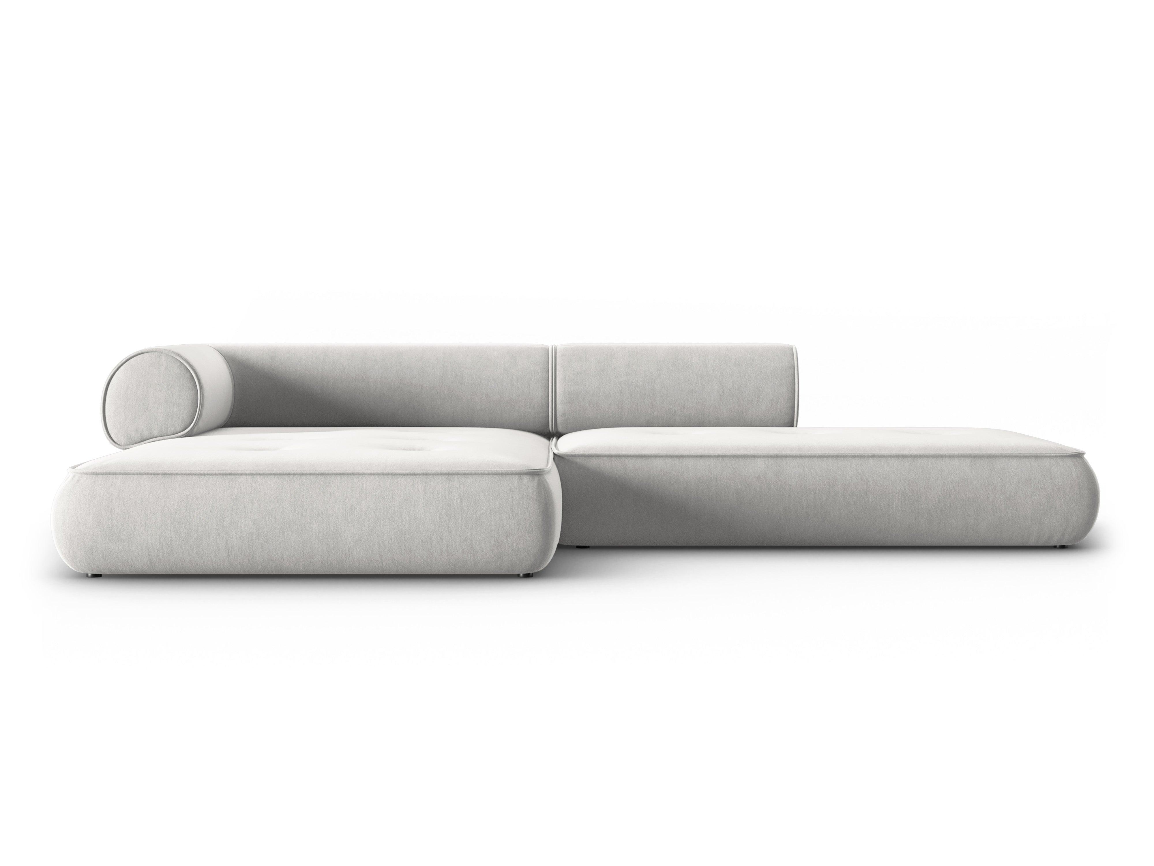 Narożnik w tkaninie szenilowej lewostronny otwarty LILY srebrny Maison Heritage Eye on Design