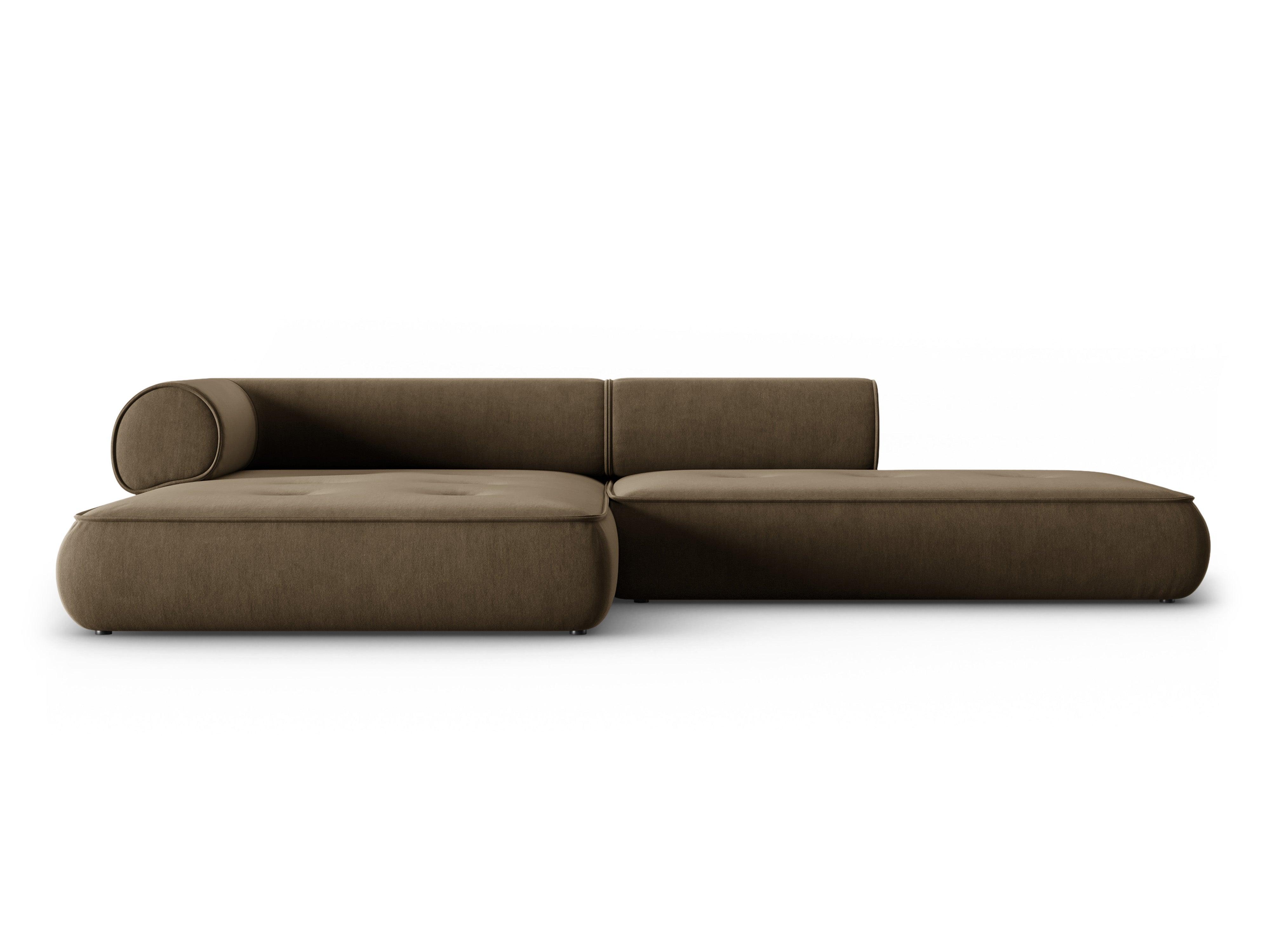 Narożnik w tkaninie szenilowej lewostronny otwarty LILY szarobrązowy Maison Heritage Eye on Design