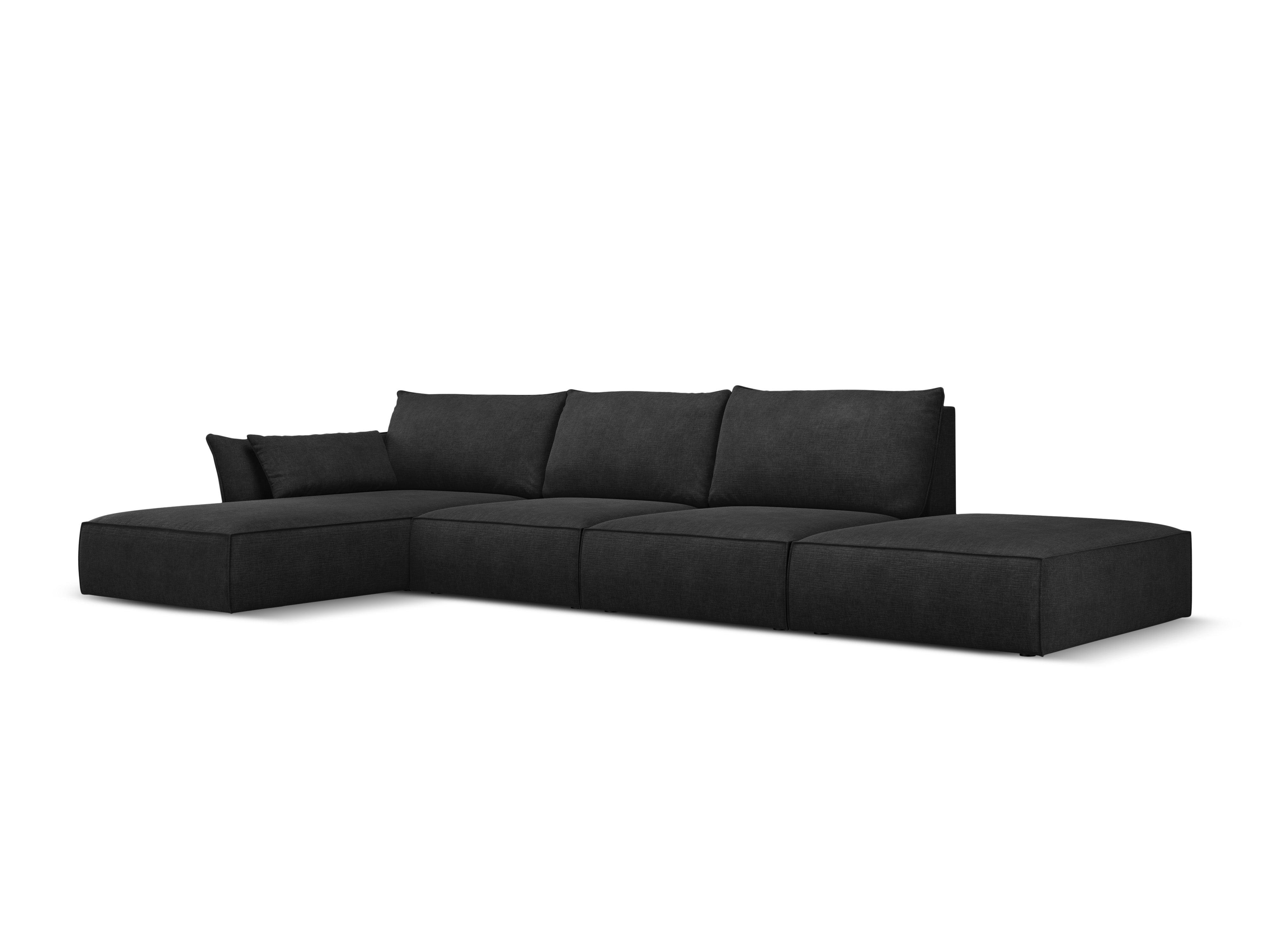 Narożnik w tkaninie szenilowej lewostronny otwarty VANDA czarny Mazzini Sofas Eye on Design