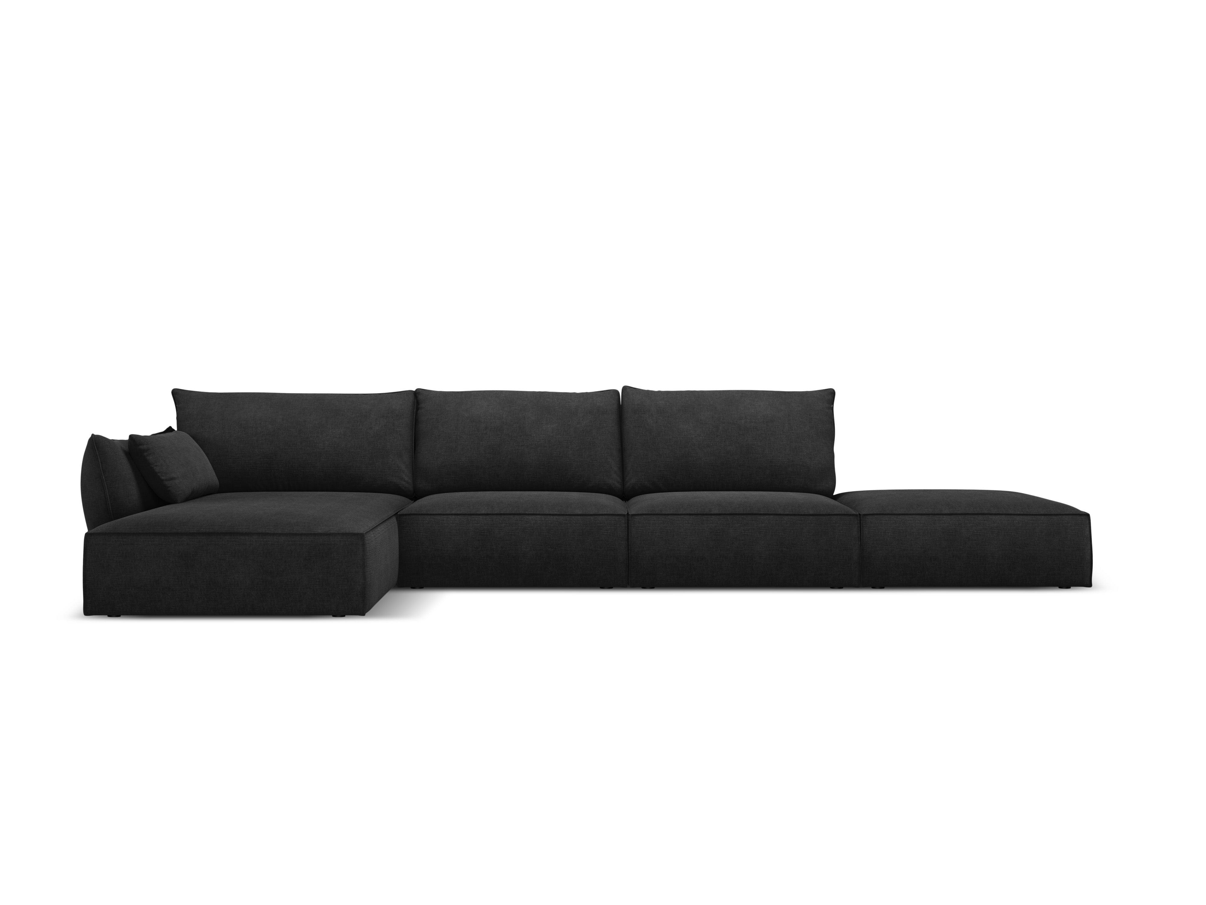 Narożnik w tkaninie szenilowej lewostronny otwarty VANDA czarny Mazzini Sofas Eye on Design