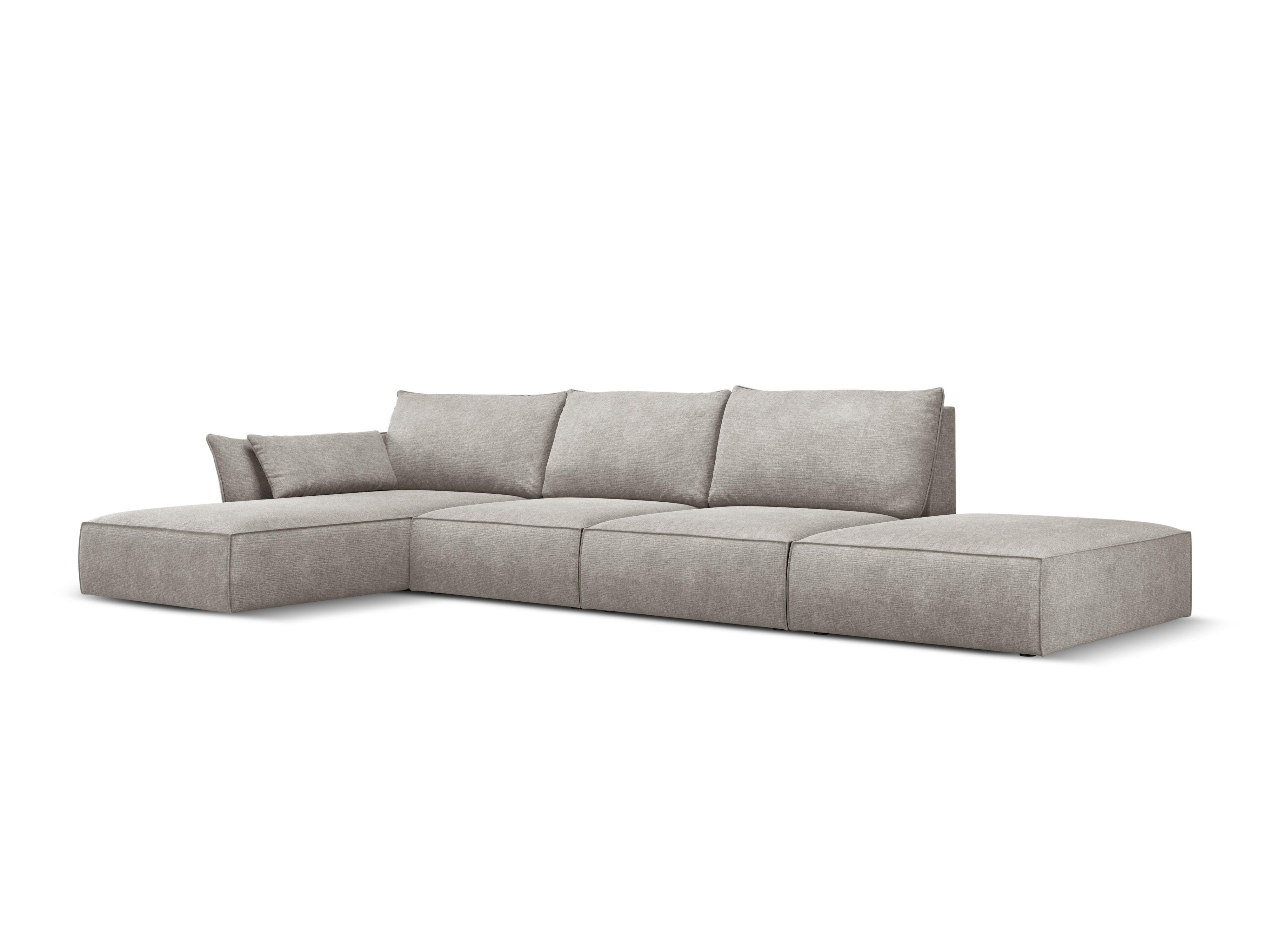 Narożnik w tkaninie szenilowej lewostronny otwarty VANDA jasnoszary Mazzini Sofas Eye on Design