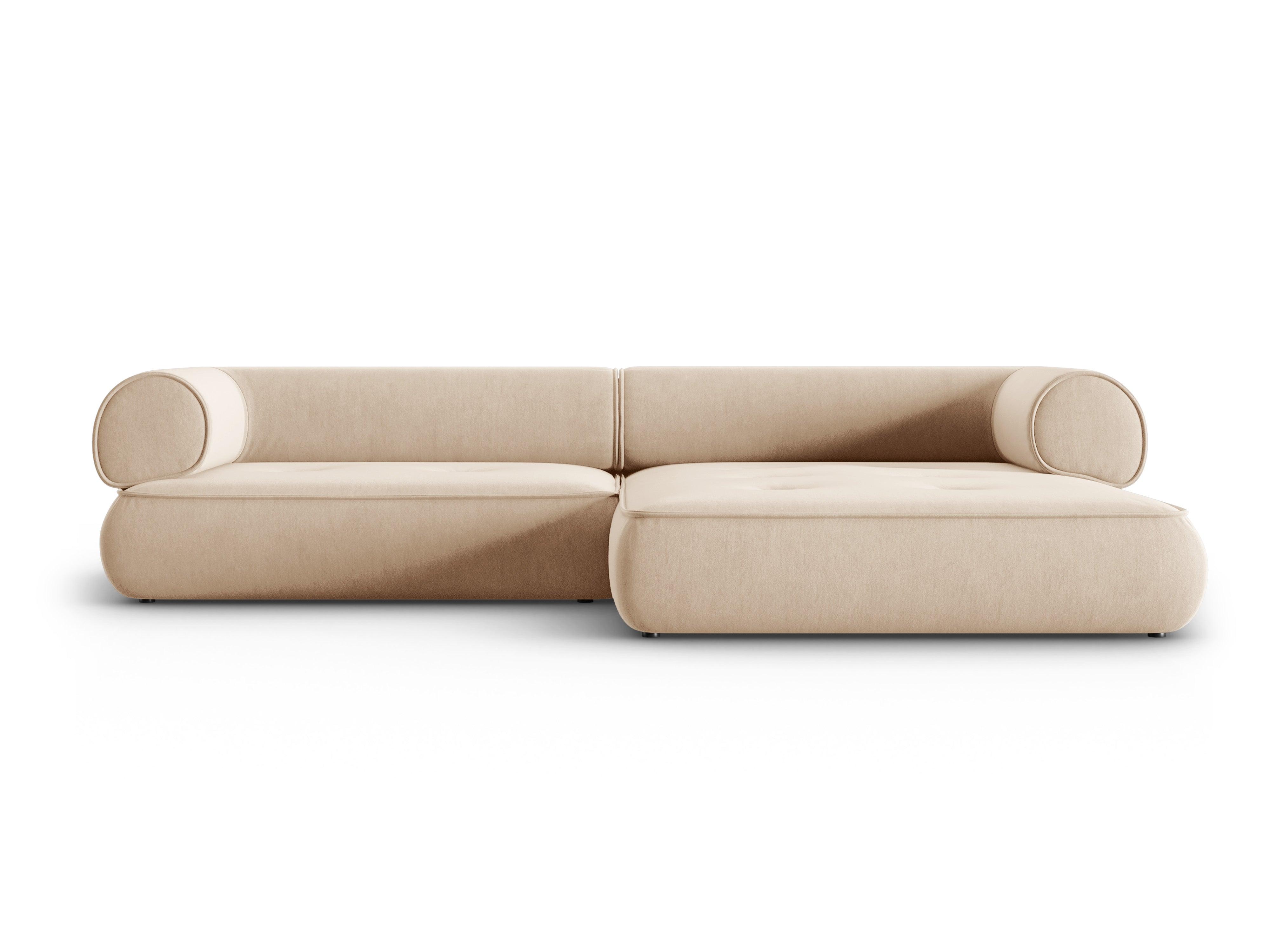 Narożnik w tkaninie szenilowej prawostronny LILY beżowy Maison Heritage Eye on Design