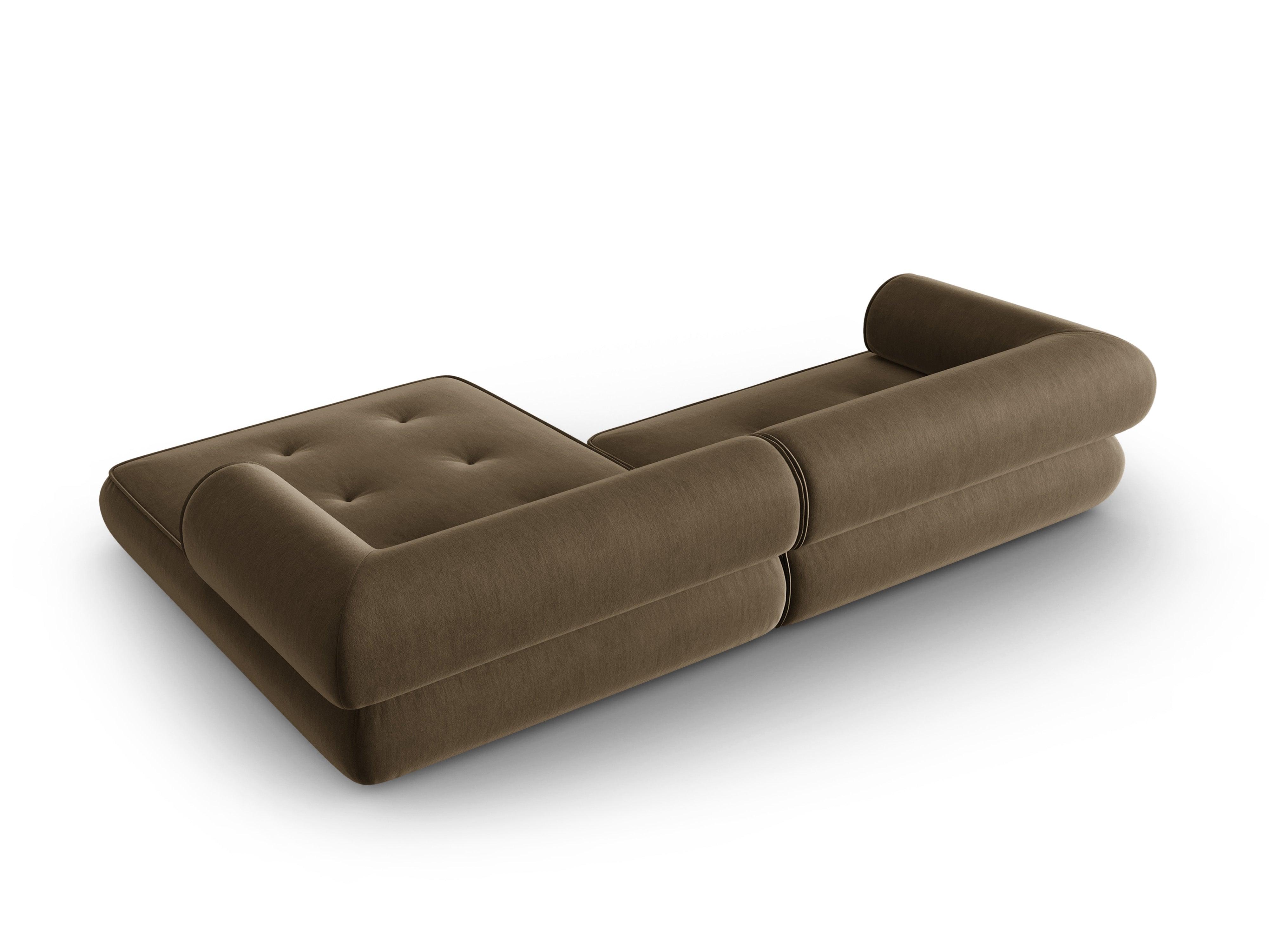 Narożnik w tkaninie szenilowej prawostronny LILY szarobrązowy Maison Heritage Eye on Design