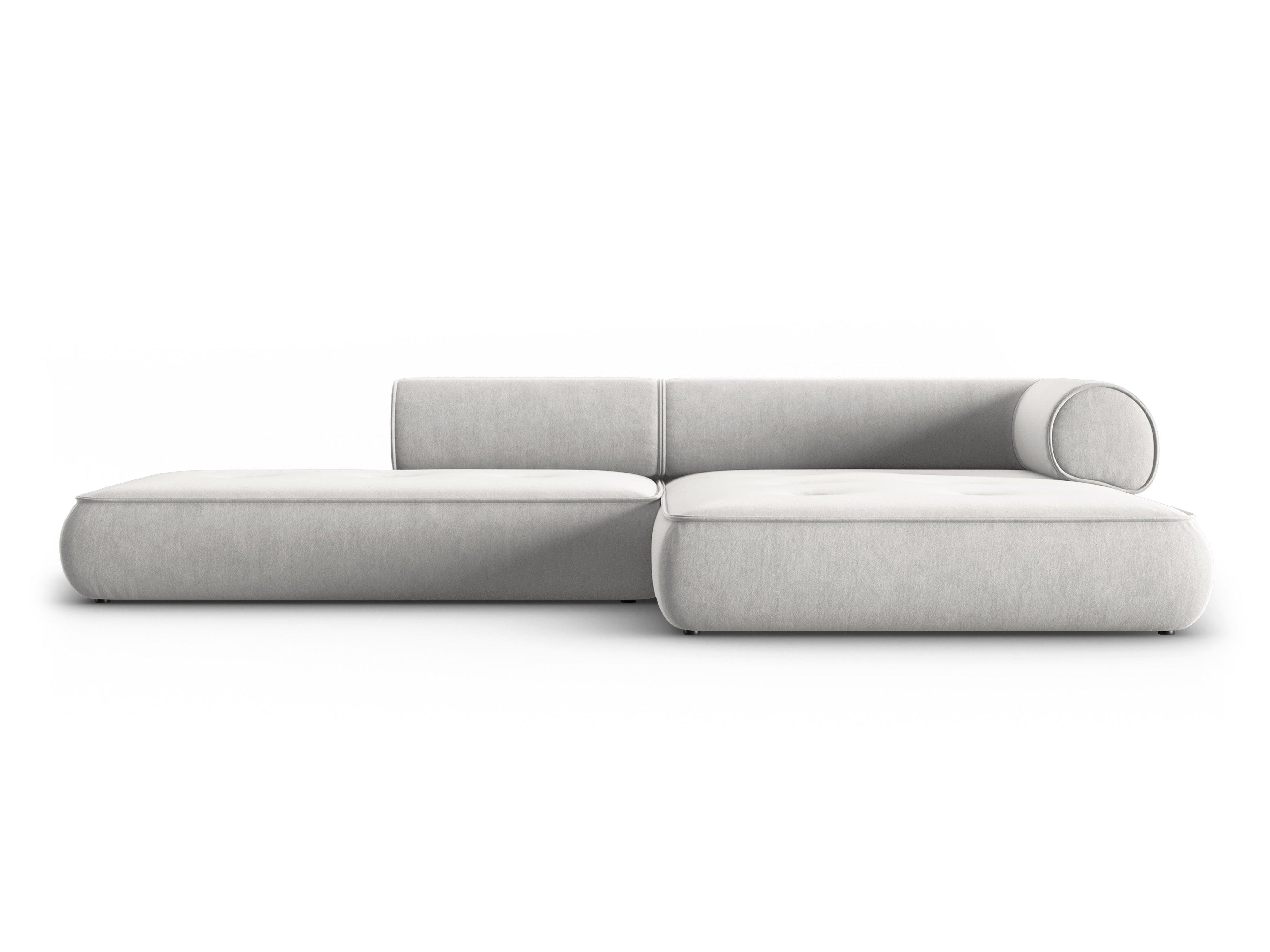 Narożnik w tkaninie szenilowej prawostronny otwarty LILY srebrny Maison Heritage Eye on Design