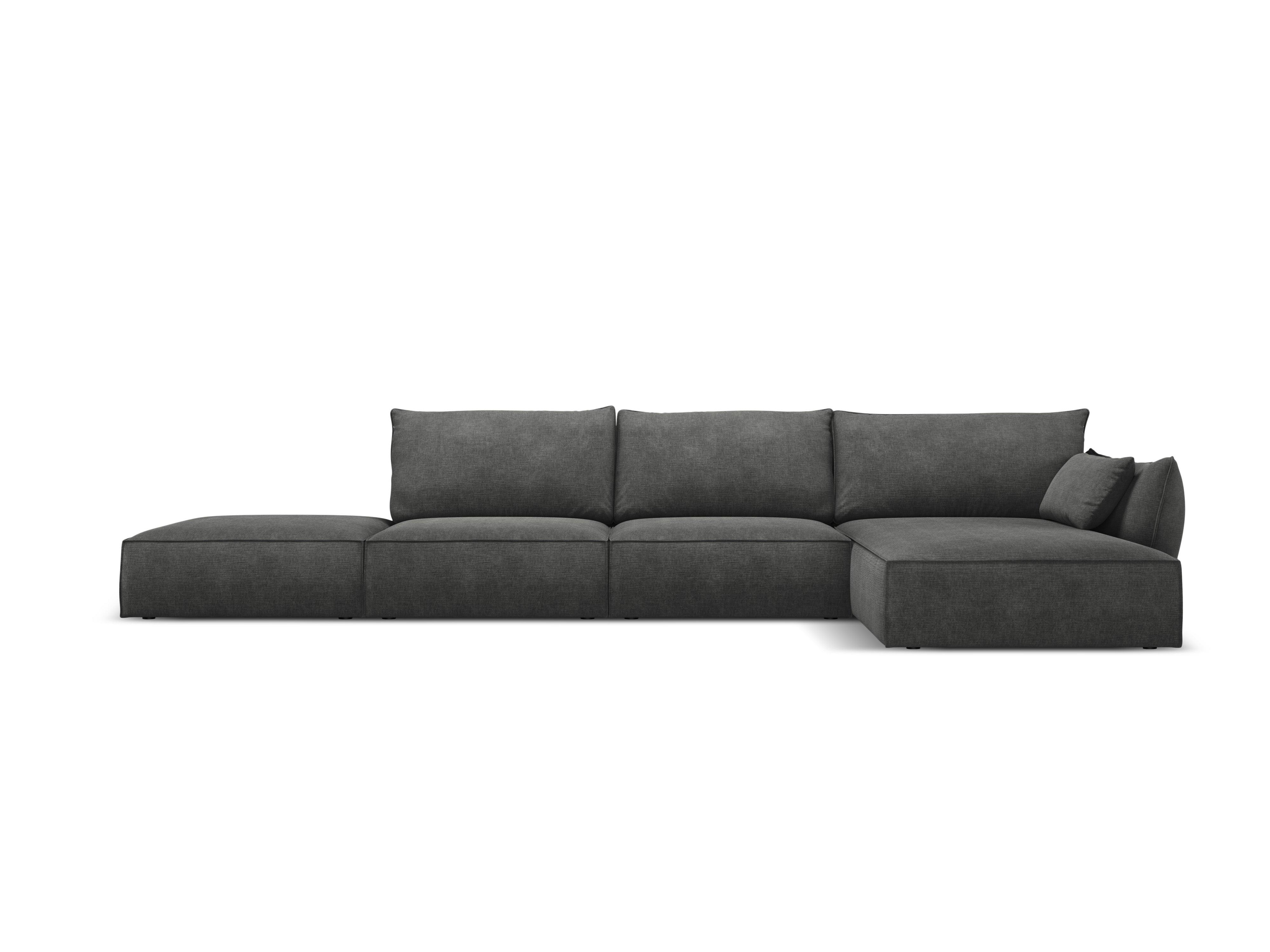 Narożnik w tkaninie szenilowej prawostronny otwarty VANDA ciemnoszary Mazzini Sofas Eye on Design