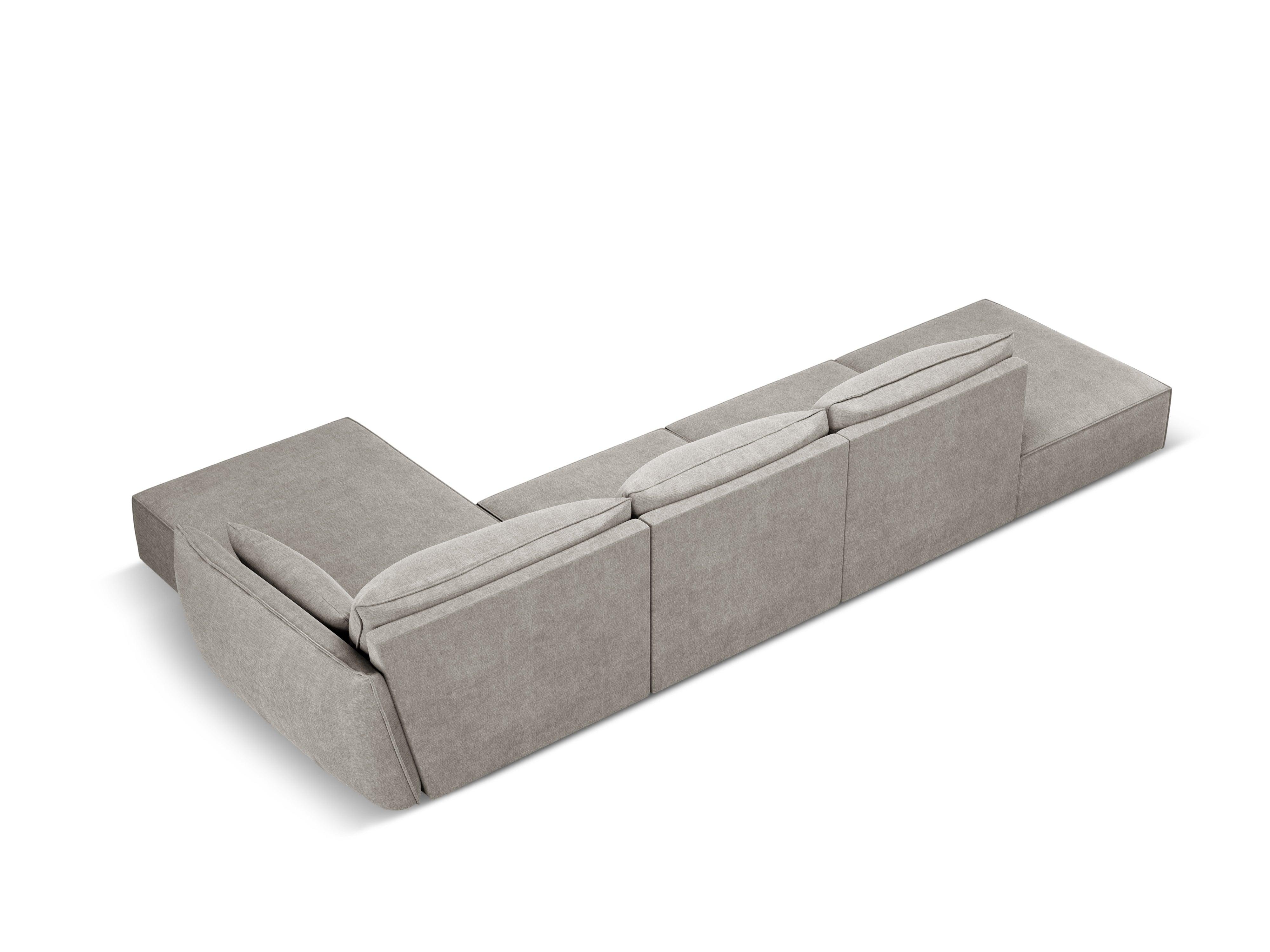 Narożnik w tkaninie szenilowej prawostronny otwarty VANDA jasnoszary Mazzini Sofas Eye on Design