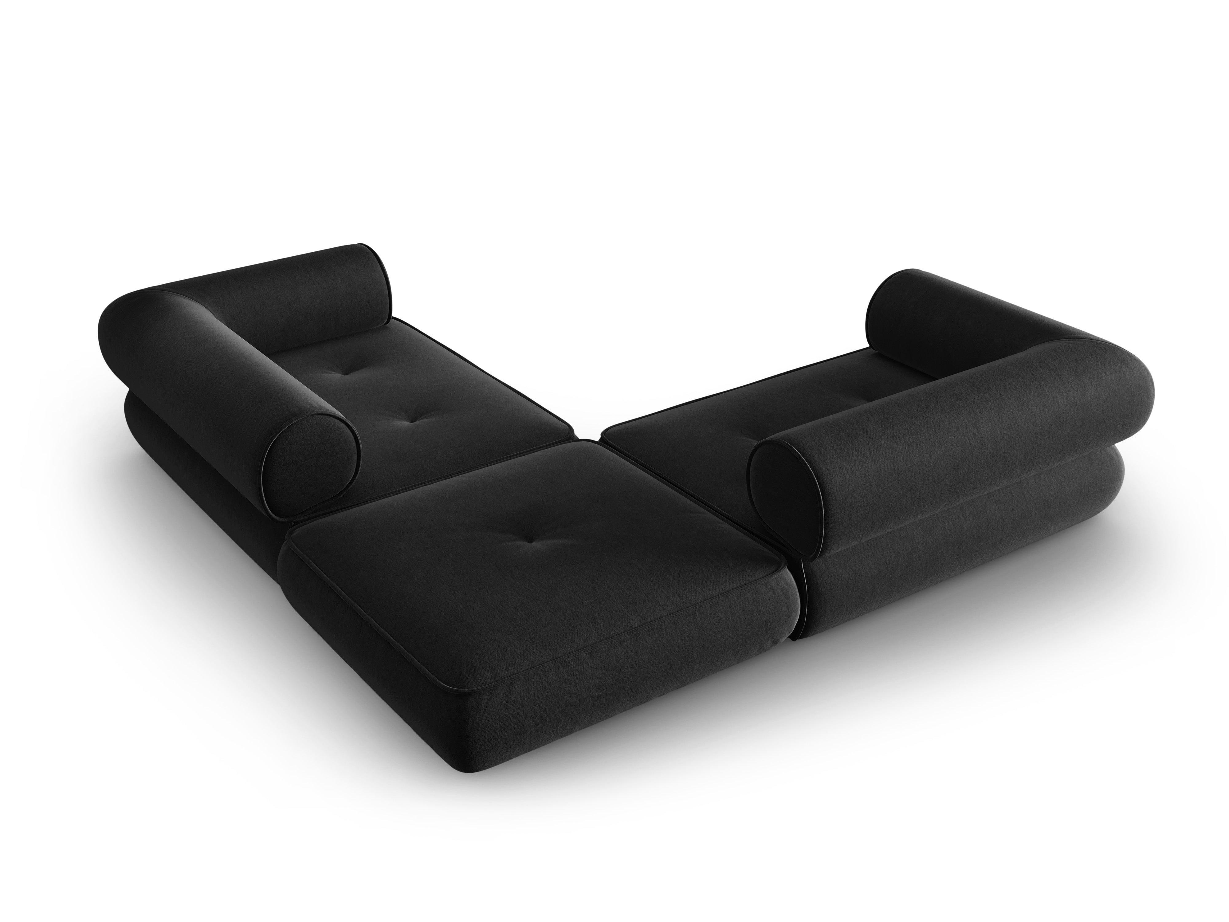 Narożnik w tkaninie szenilowej symetryczny otwarty LILY antracytowy Maison Heritage Eye on Design