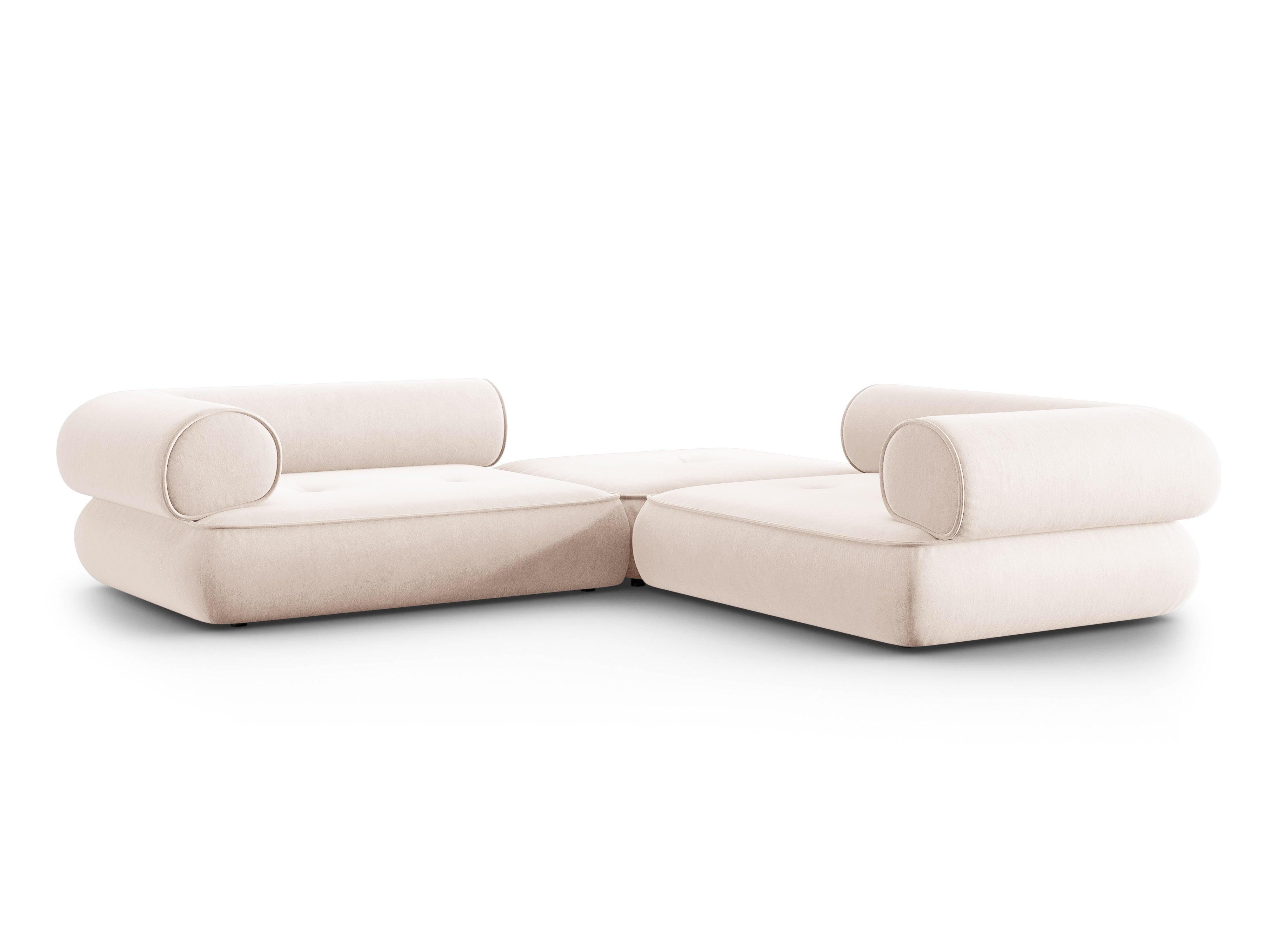 Narożnik w tkaninie szenilowej symetryczny otwarty LILY jasnobeżowy Maison Heritage Eye on Design