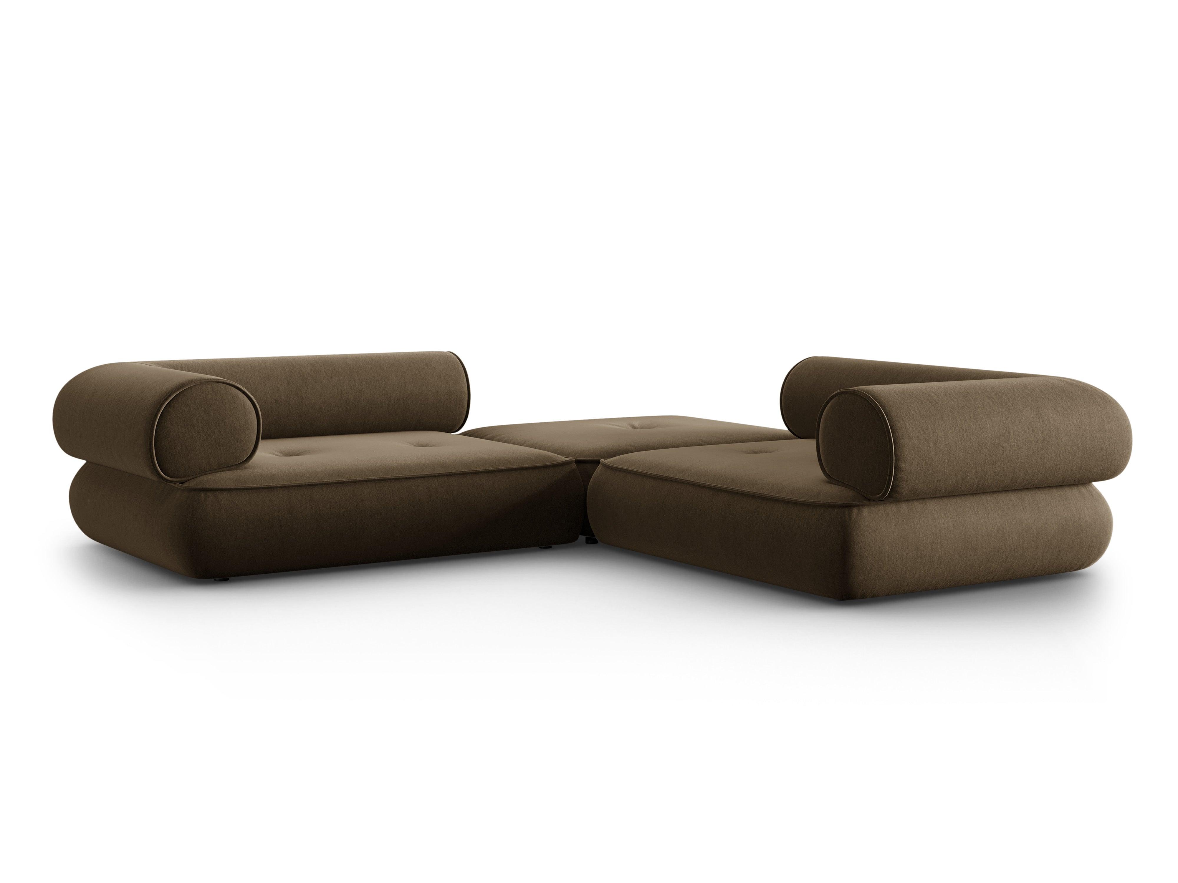 Narożnik w tkaninie szenilowej symetryczny otwarty LILY szarobrązowy Maison Heritage Eye on Design