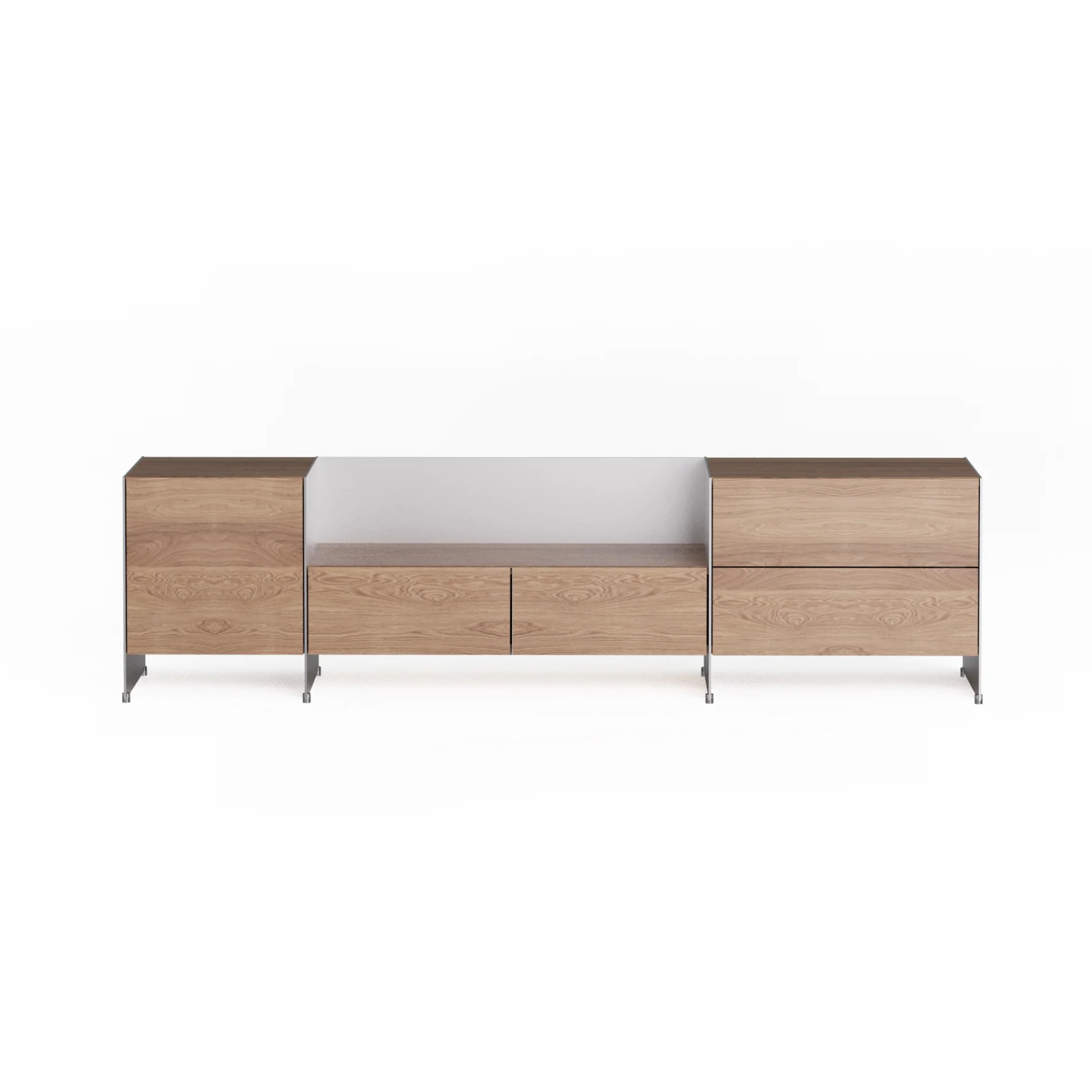 Modularschrank ALOOX 3 aus Eichenholz mit Aluminiumoberfläche