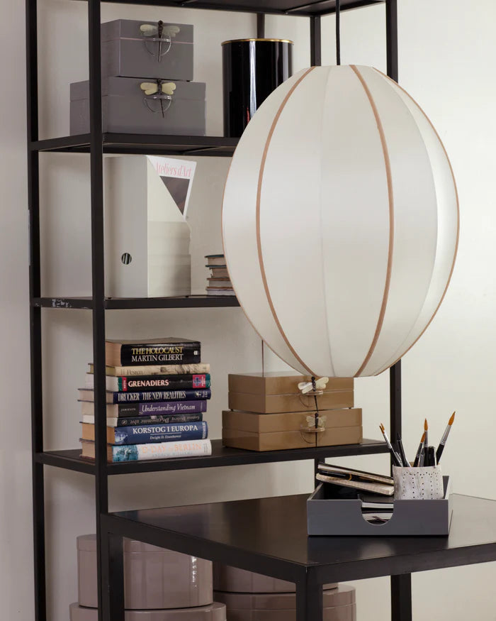 Oval lampshade broken white with amber