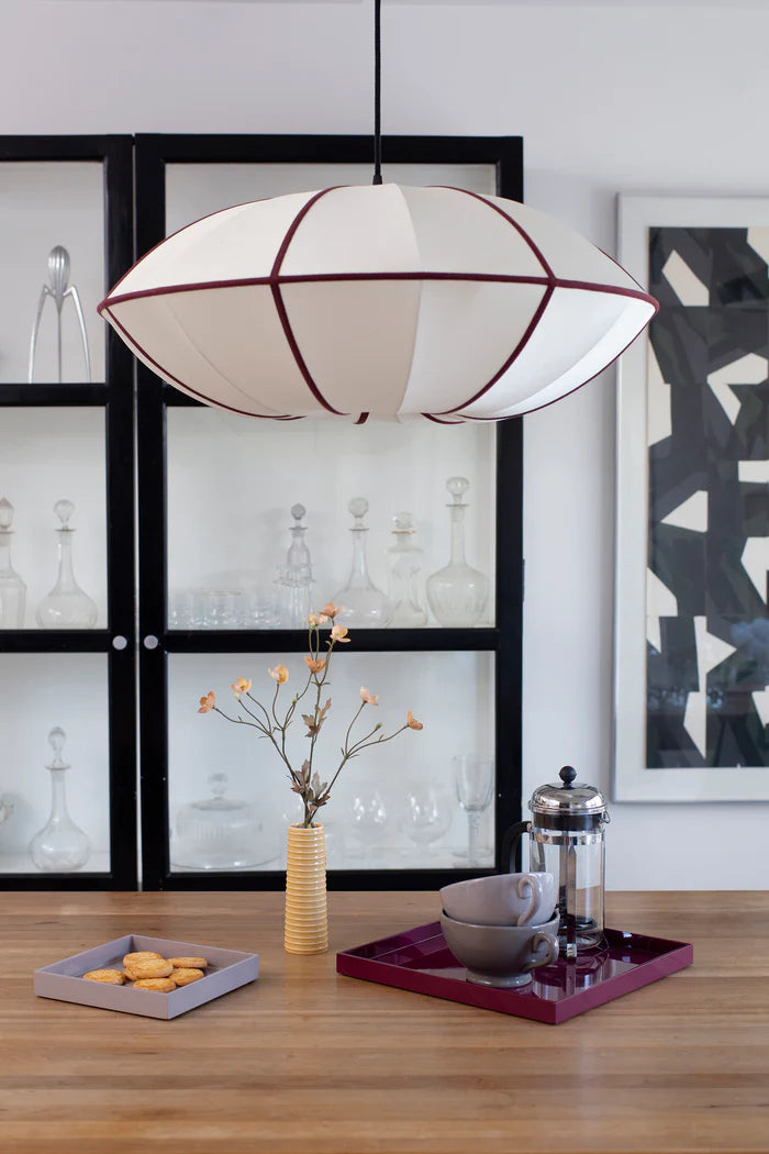 UFO lampshade broken white with burgundy