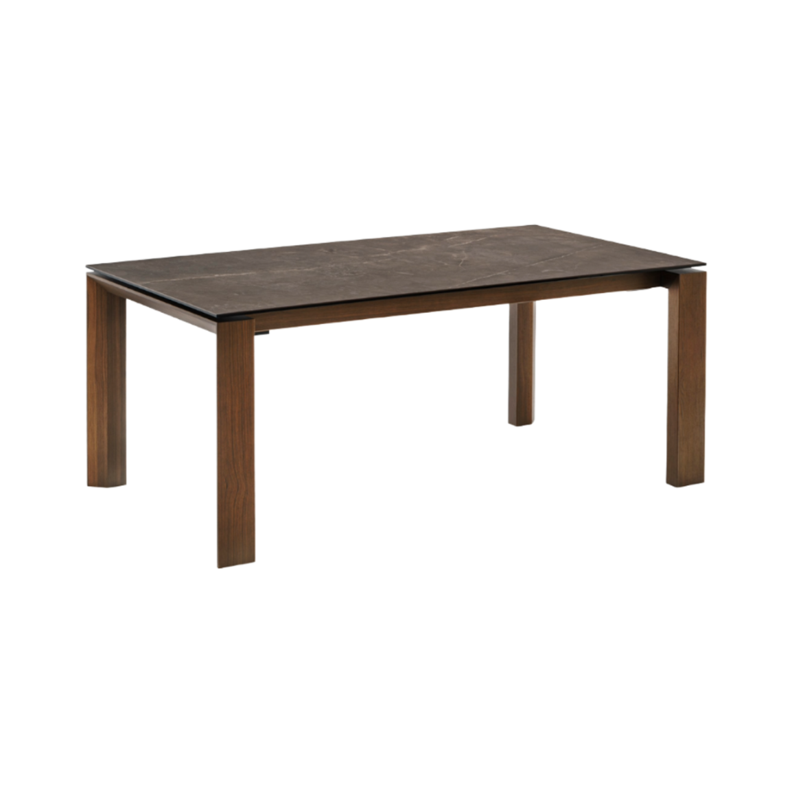 Extendable table OMNIA with a brown top and dark wooden base