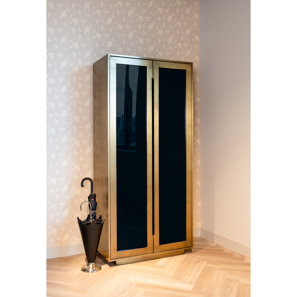 FINSBURY showcase antique gold with black glass