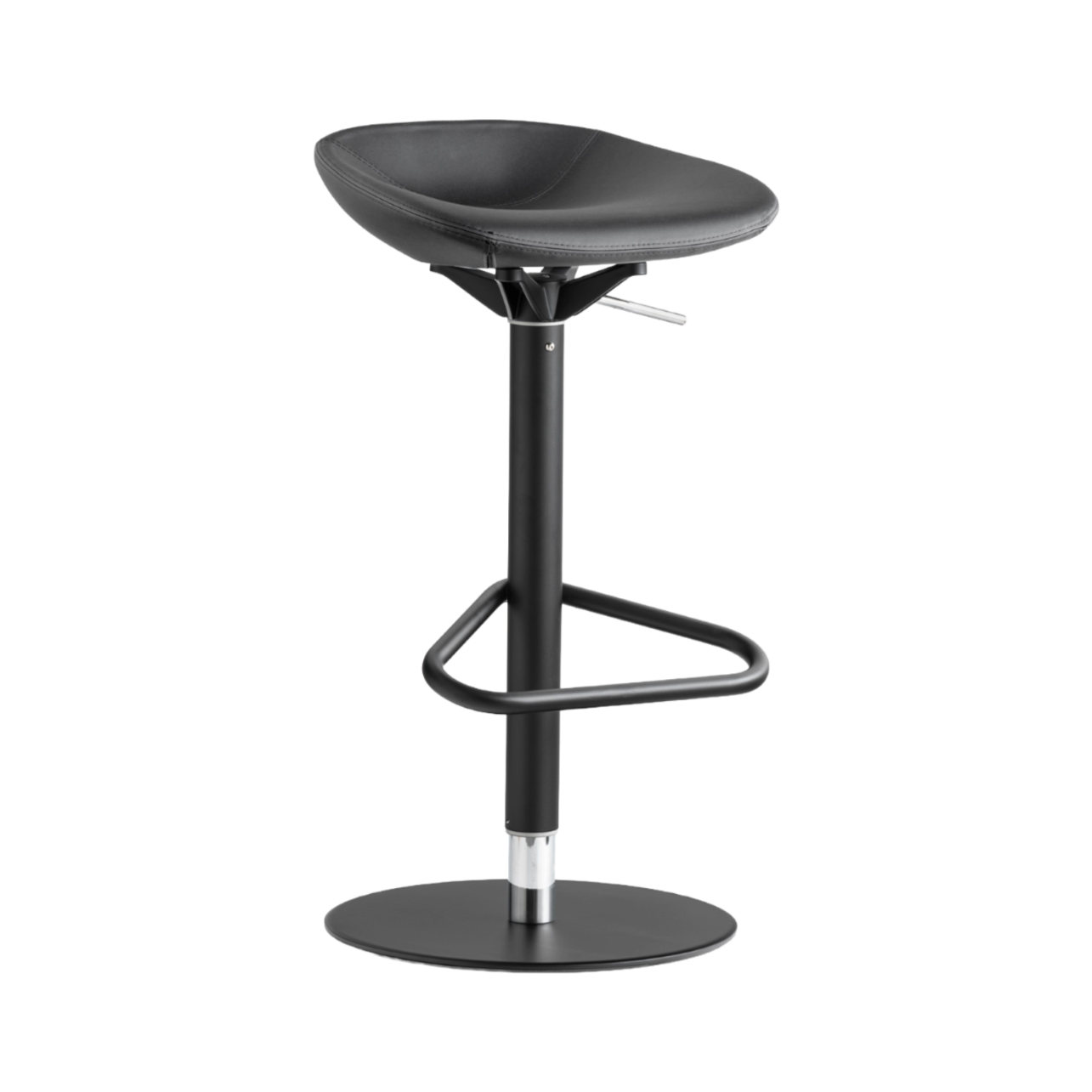 Stołek barowy obrotowy PALM tapicerowany z czarną podstawą – Calligaris