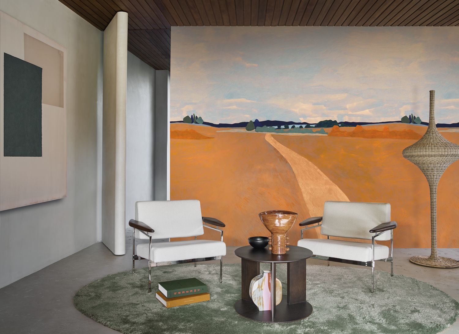 Wheat Field Landscape Mural MOISSON Orange