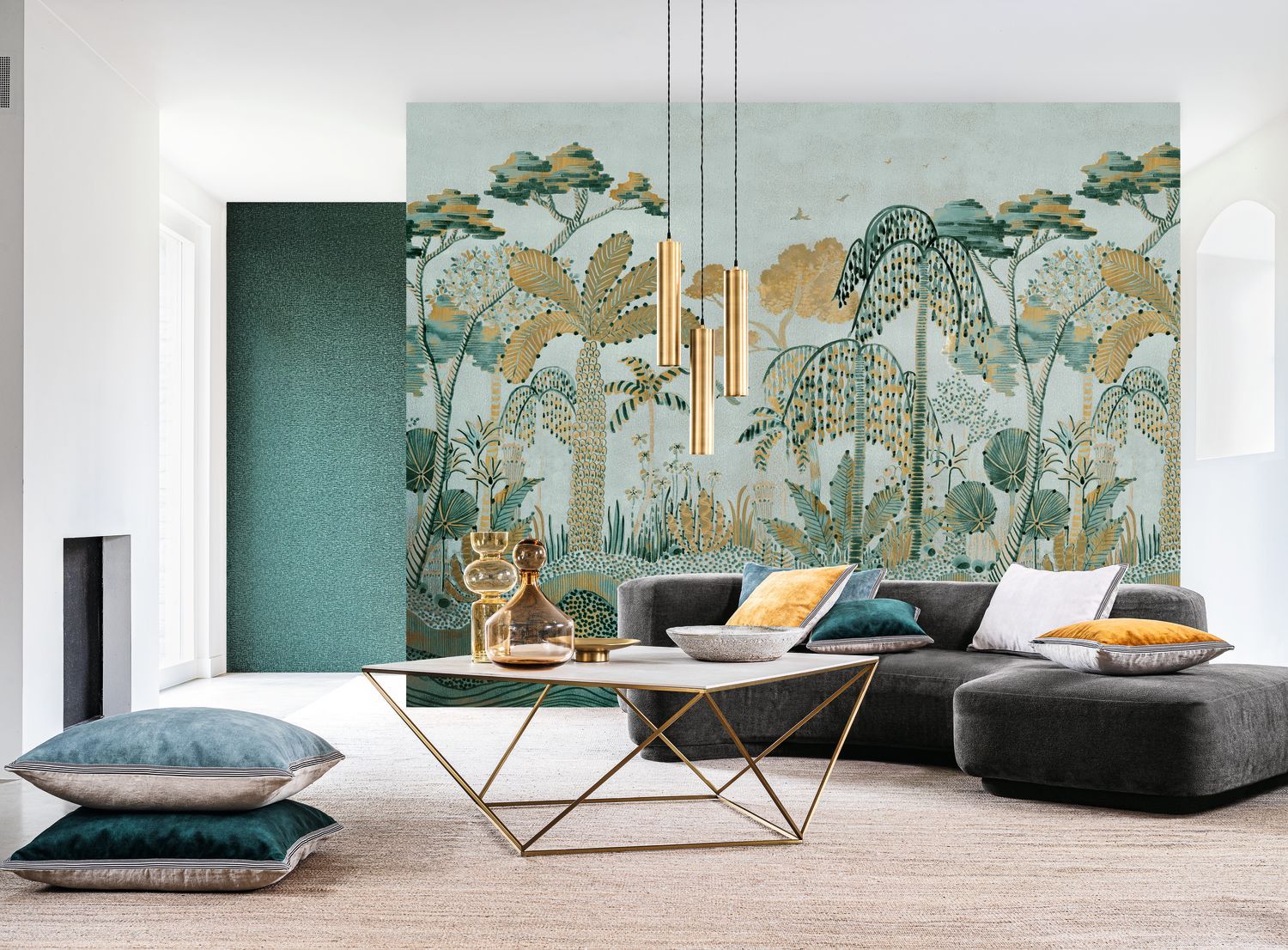 Mural with Tropical Landscape NOSARA Green