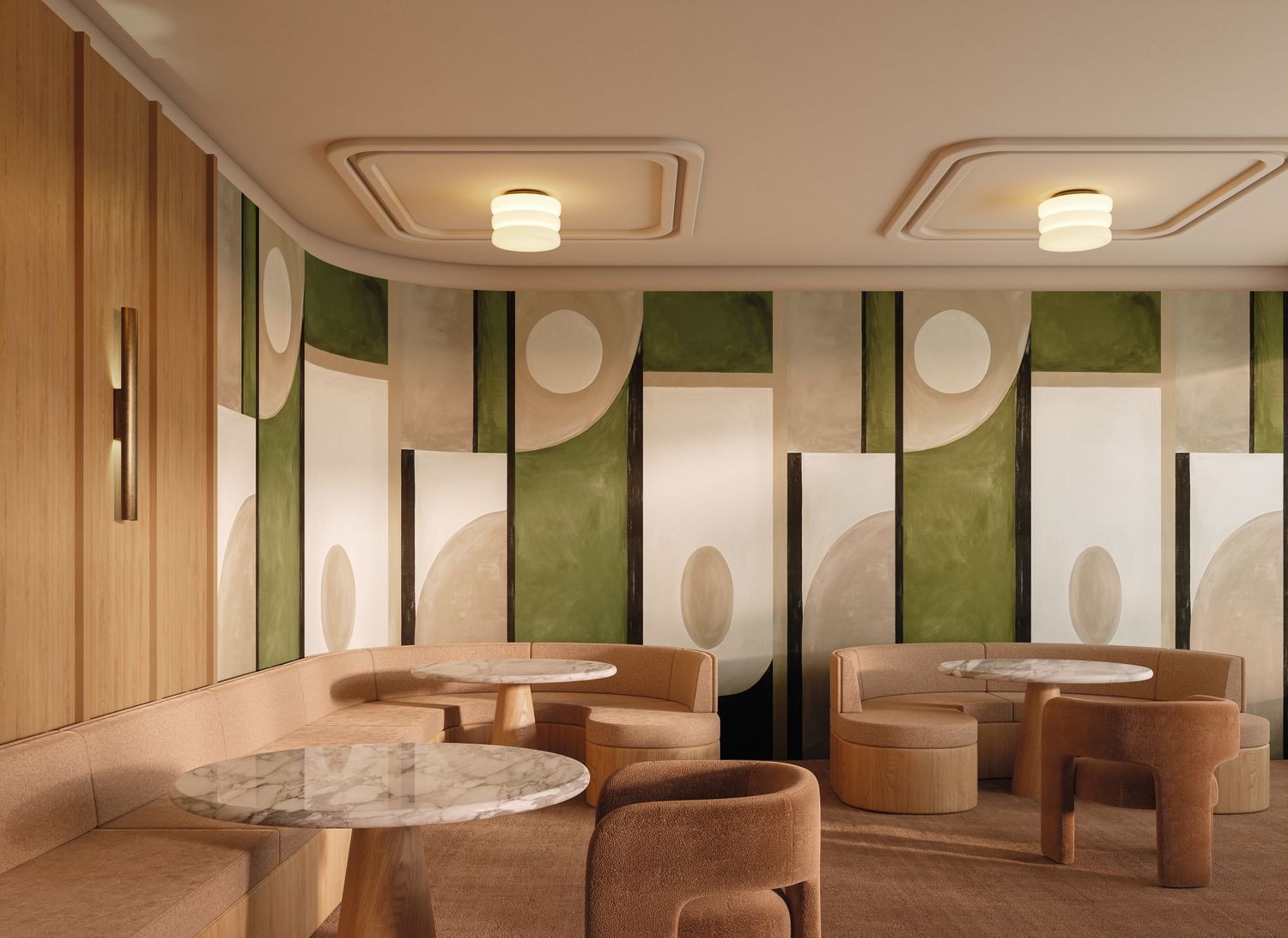 Mural with Abstract Pattern PICTURA Brown