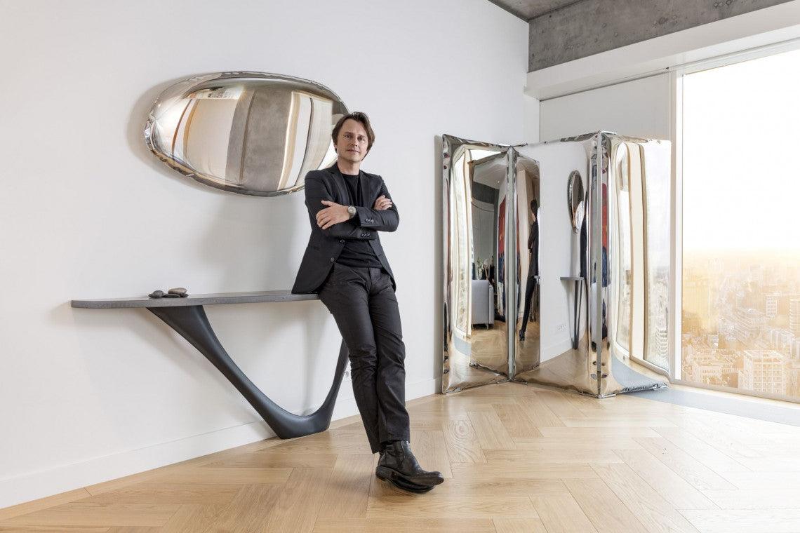 Parawan SONAR MIRROR gradient szafir Zieta Studio Eye on Design