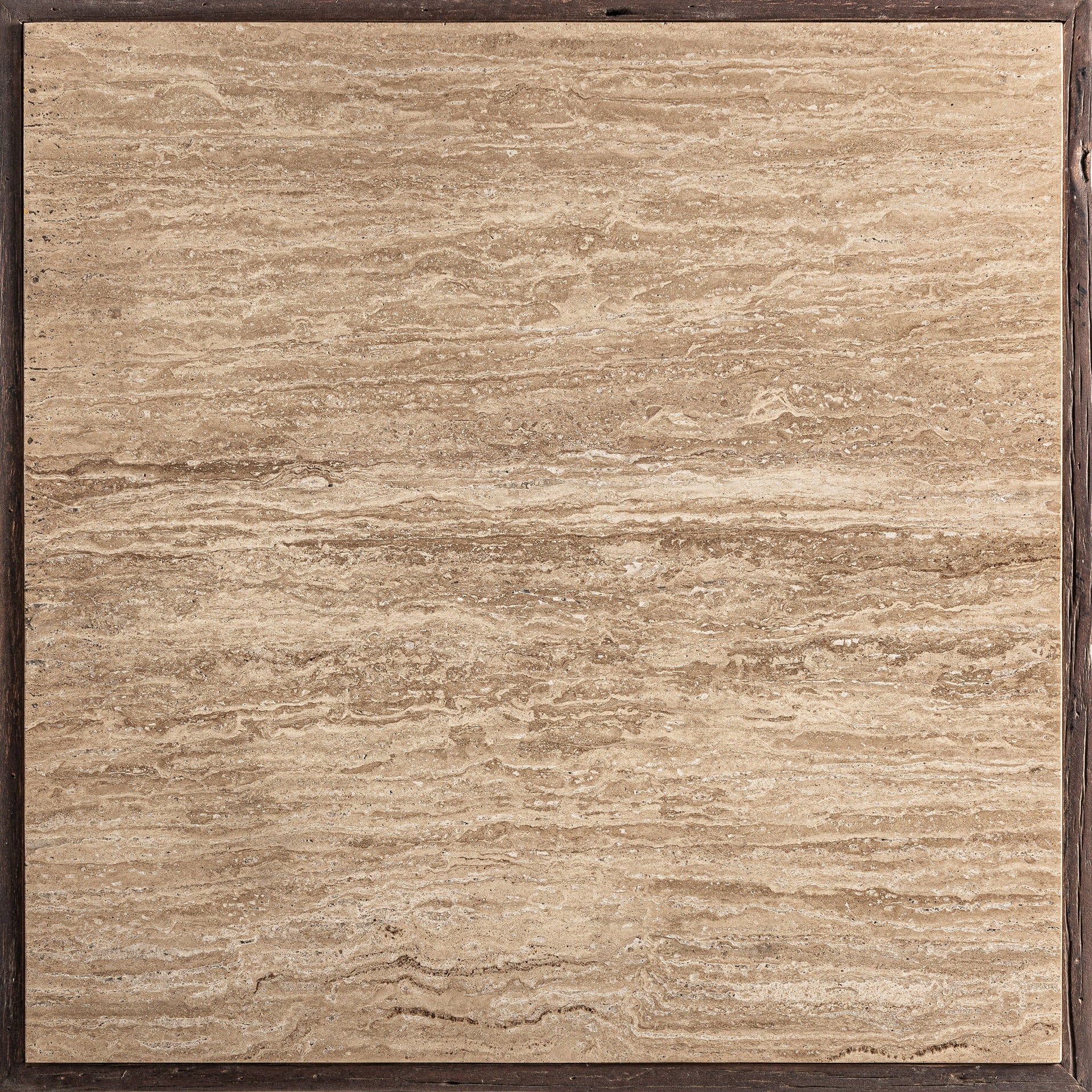 MERKEM Side Table Recycled Wood with Travertine Top